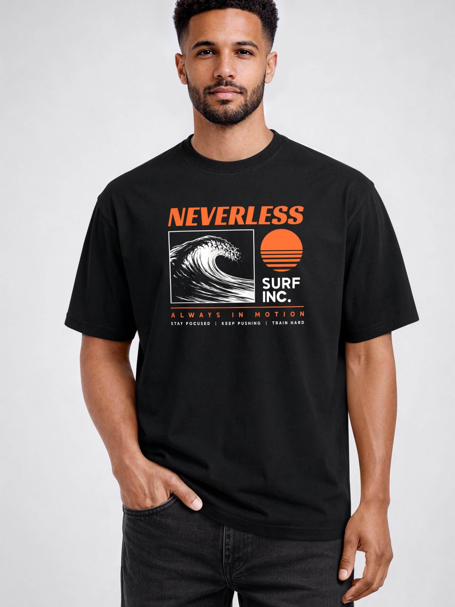 Neverless Oversize-Shirt Herren T-Shirt - Surfing Design - wave - Oversized Relaxed Fit mit Print