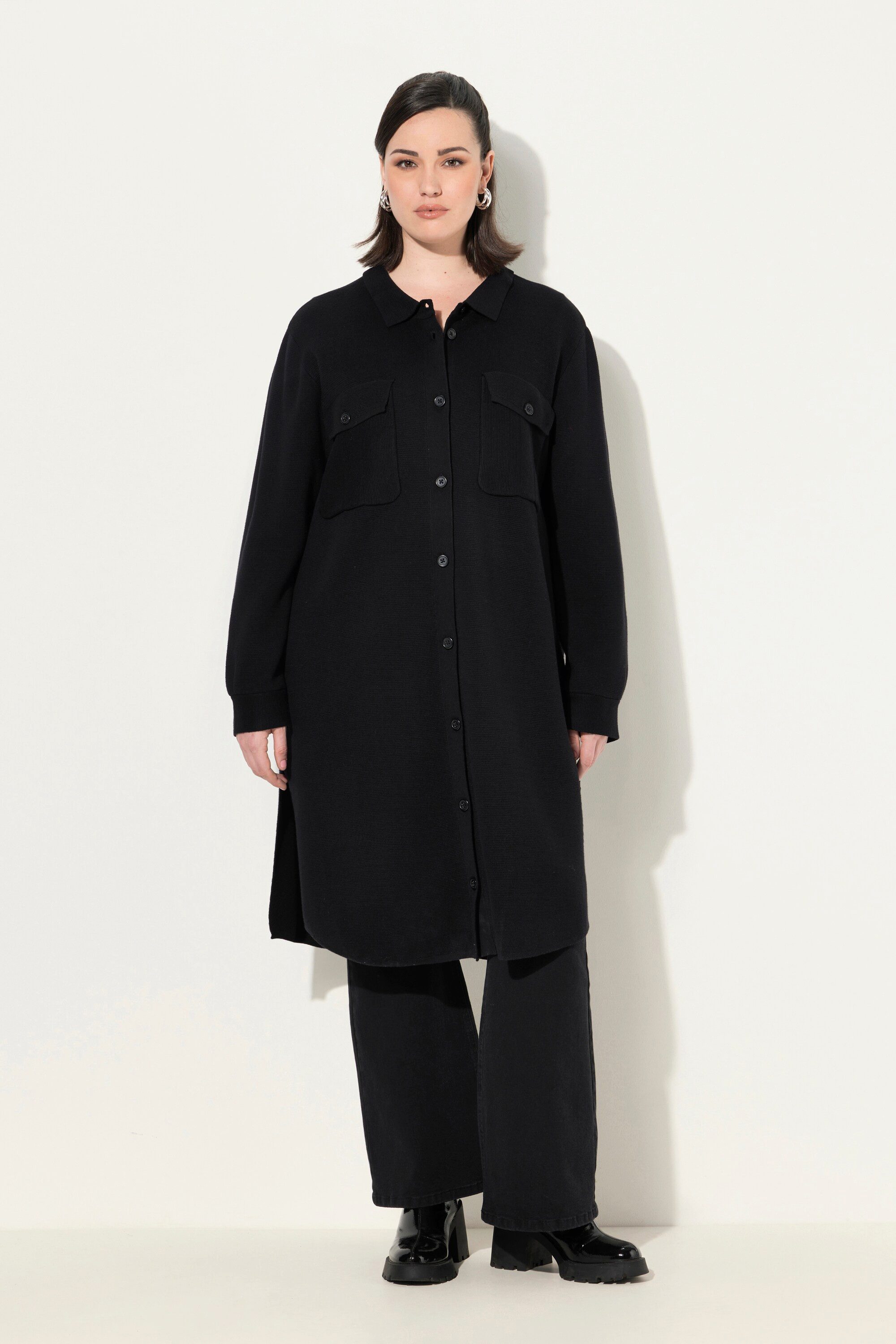 Ulla Popken Langjacke Shaket Shirtjacke Hemdkragen günstig online kaufen