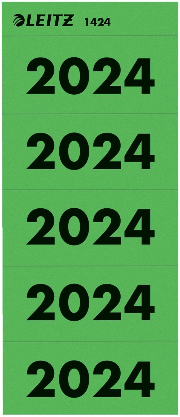 LEITZ Hinweisschild 1424 Inhaltsschild 2024 - selbstklebend, 100 Stück, grün