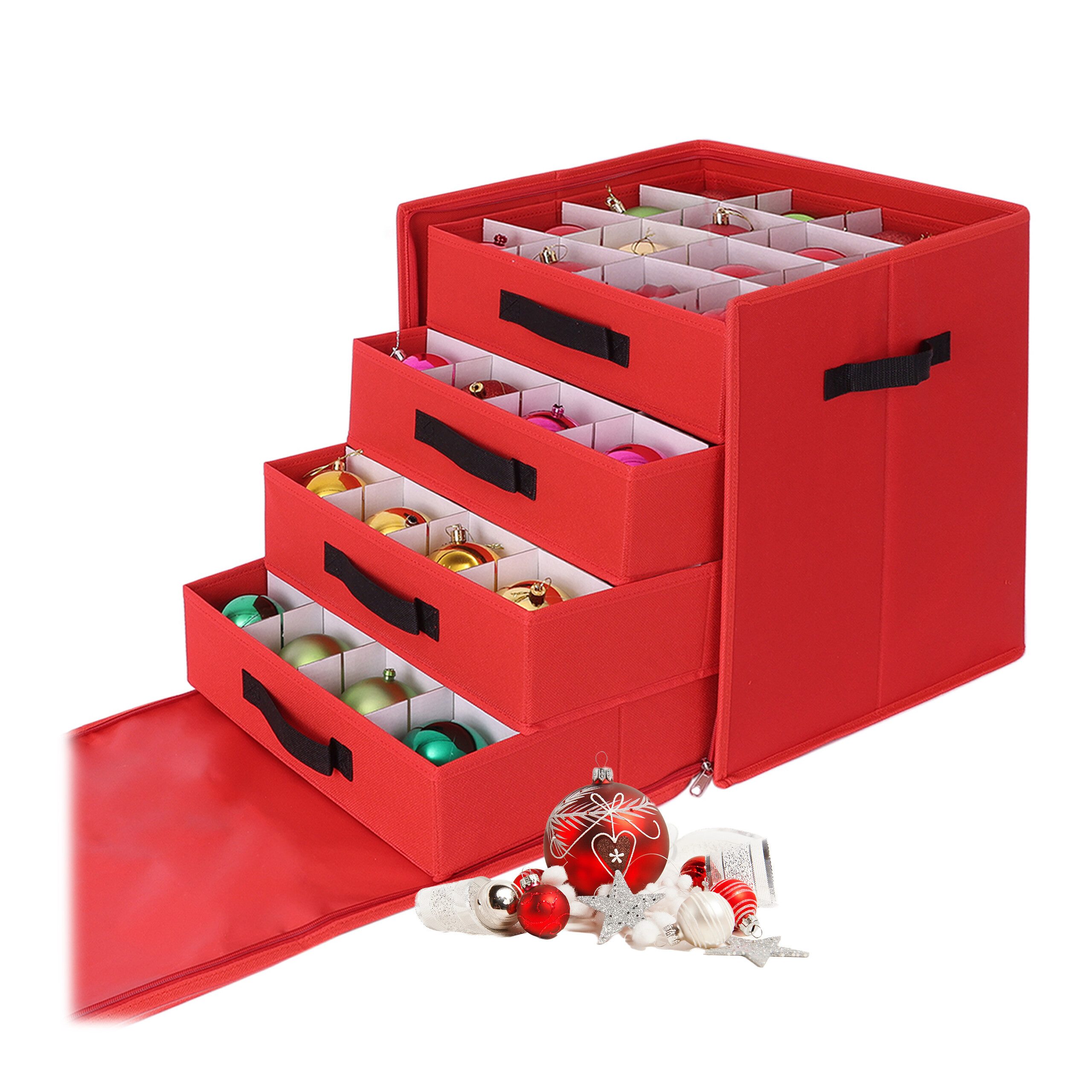 relaxdays Aufbewahrungsbox Weihnachtskugel Aufbewahrungsbox, rot günstig online kaufen