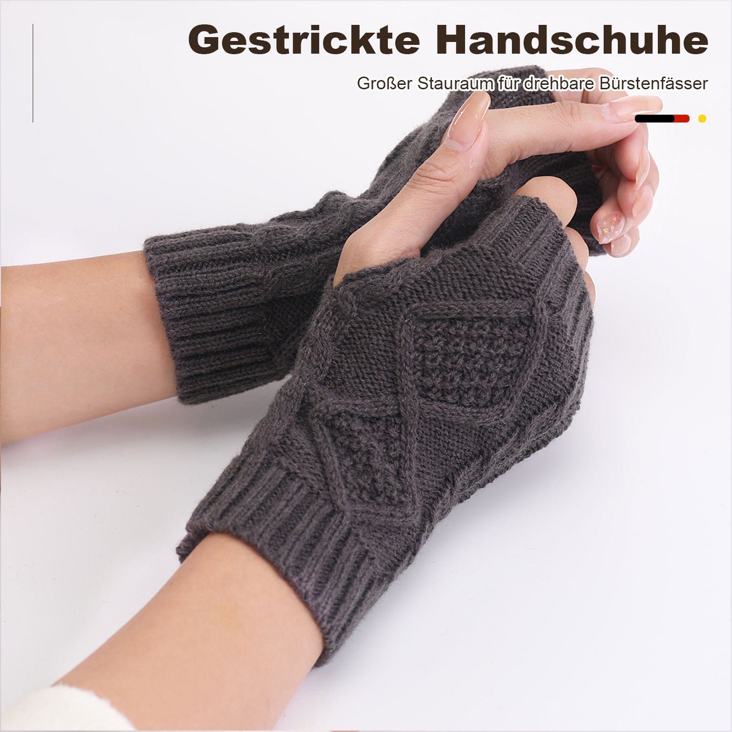 Wärmer MAGICSHE Handschuhe Fingerlose Strickhandschuhe Dunkelgrau Winter Gestrickte Damen