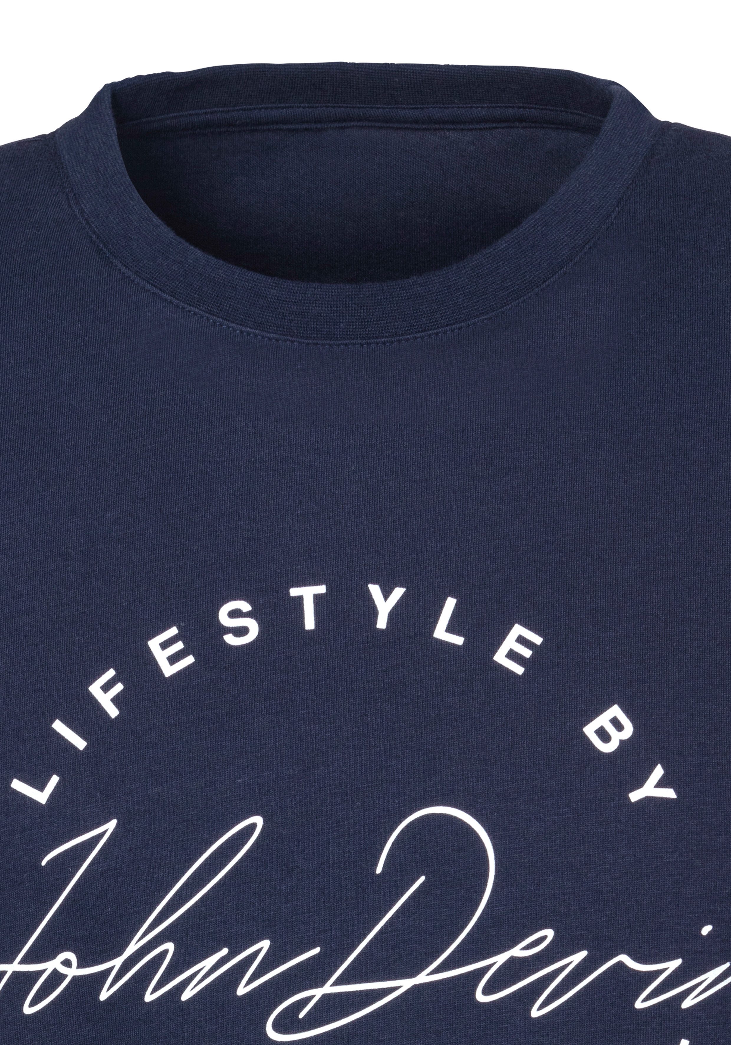 John Devin T-Shirt Rundhalsshirt mit Print aus reiner Baumwolle