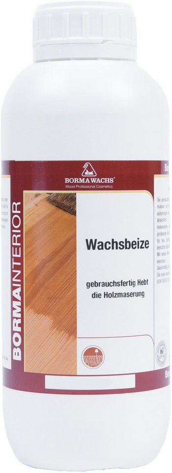 Thumbnail - BORMA Holzbeize WACHSBEIZE 1 Liter Nussbaum dunkel, Dringt tief ins Holz ein und betont die natürliche Maserung.