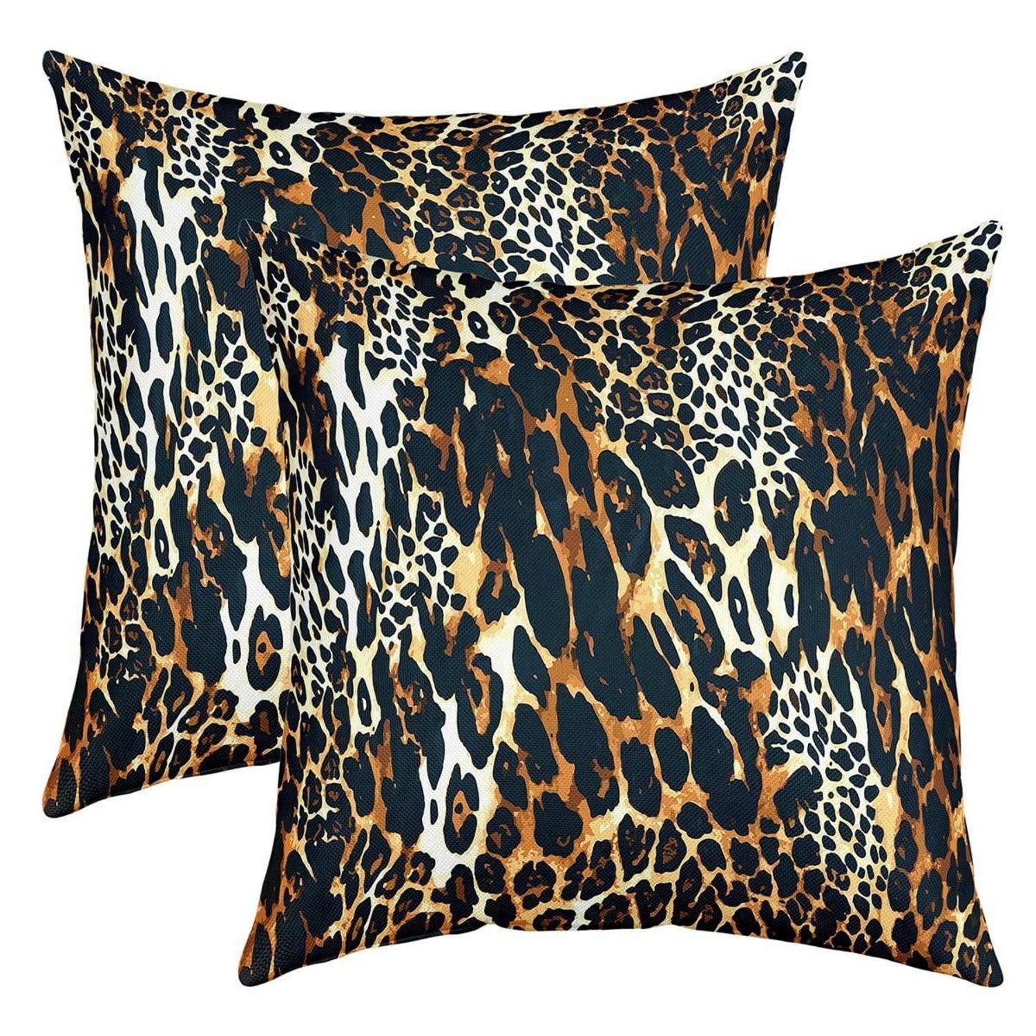 LuxusKollektion Kissenbezüge Kissenbezug 40x40cm 2er Set Leo-Look Braun Schwarz, (2 Stück)