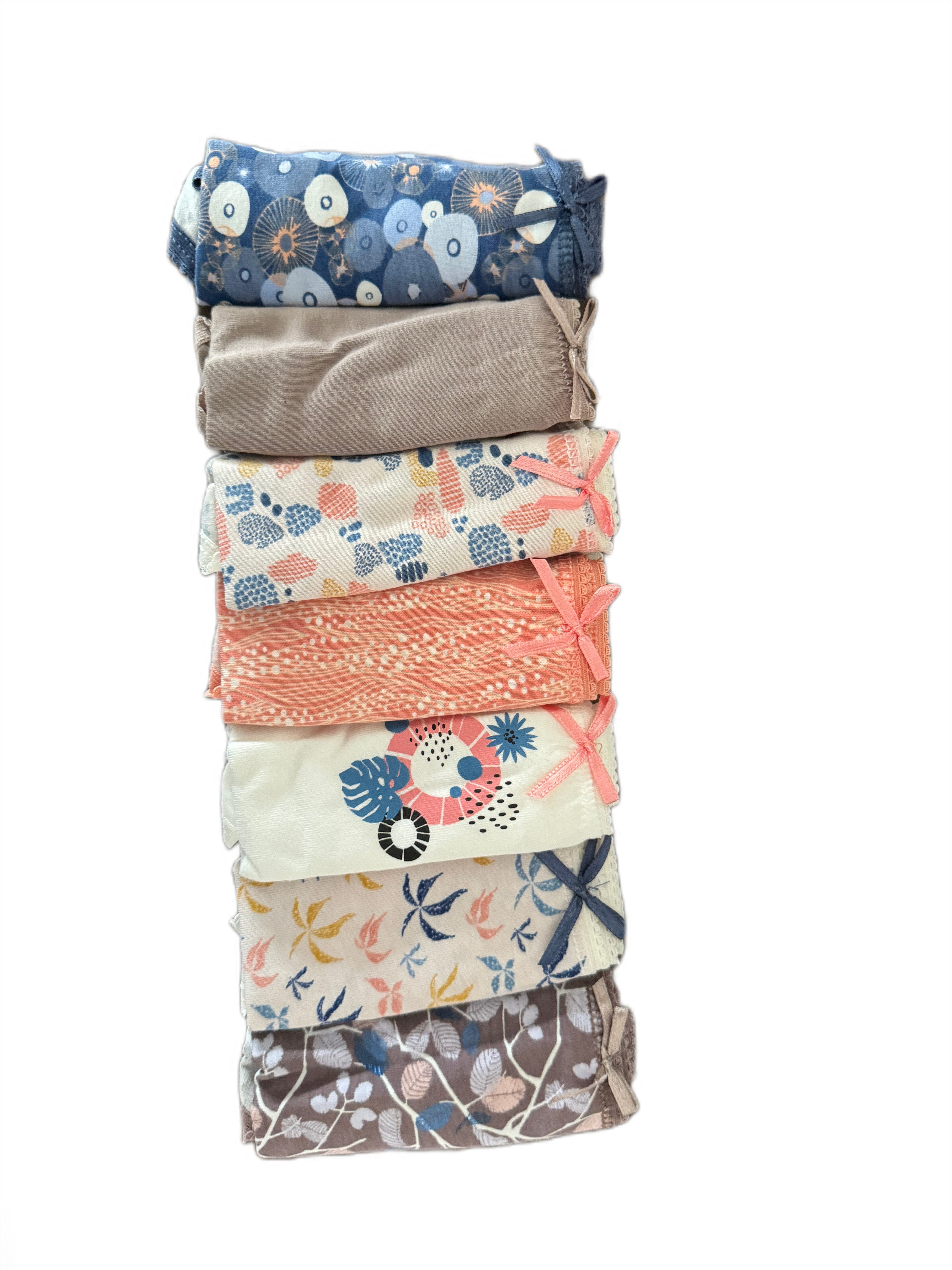 Slip Damen Slip 7er Pack – Gemustert, Baumwolle, Mit Schleifchen