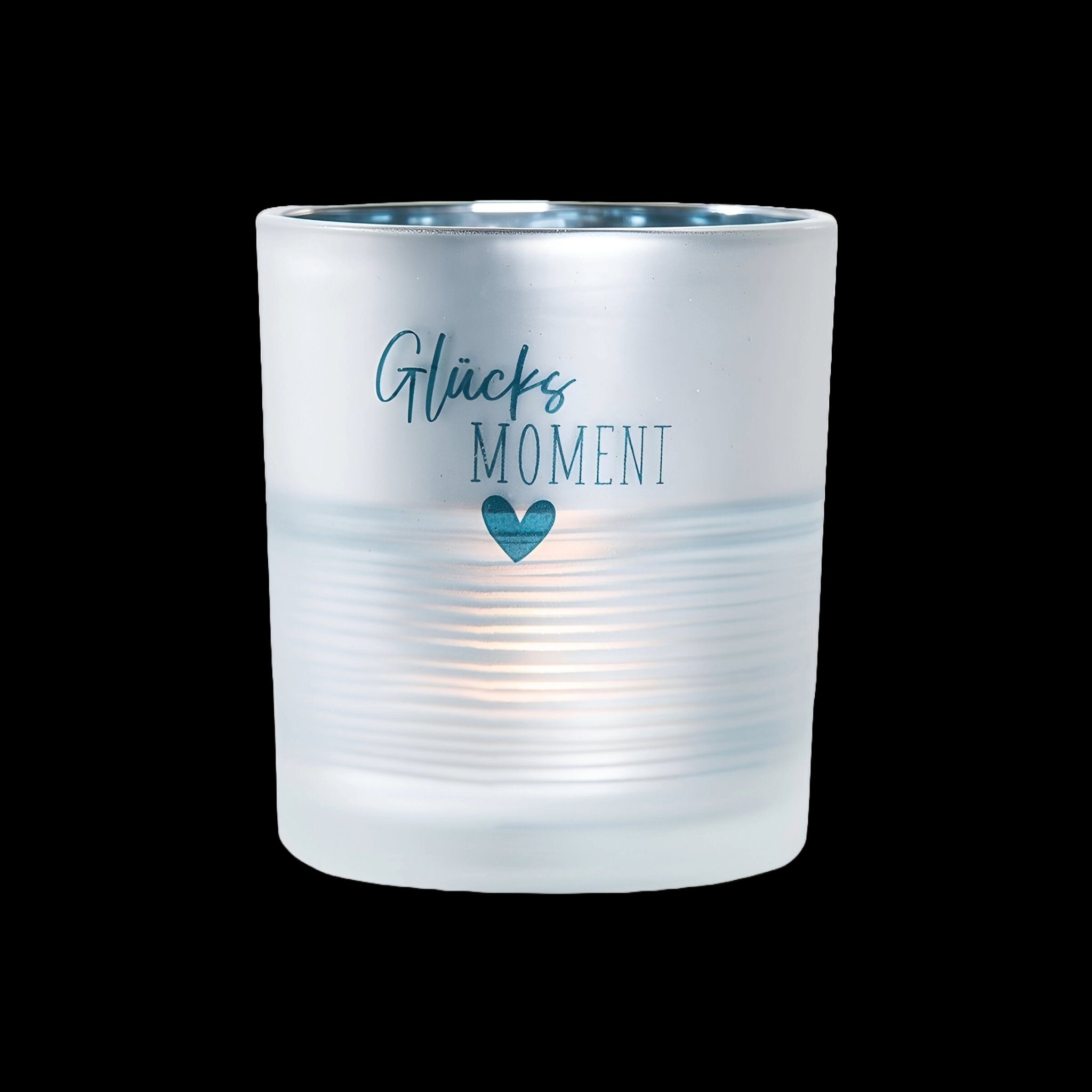 GILDE Teelichthalter Glas Windlicht Glücks Moment (Einzelartikel, 1 St),  Designobjekt, für Drinnen & Draußen (überdacht)