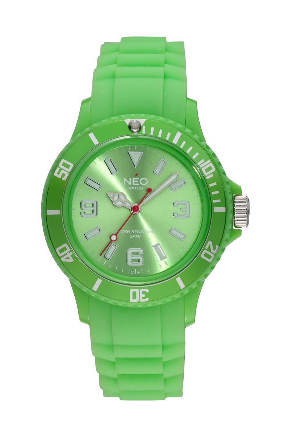 Neo Watch Quarzuhr Damenuhr Herrenuhr unisex lime grün NICE-1 Armbanduhr Modell N1-017 N1-017, Mineralglas, Damen Herren Uhr, grünes Gehäuse, grünes Armband