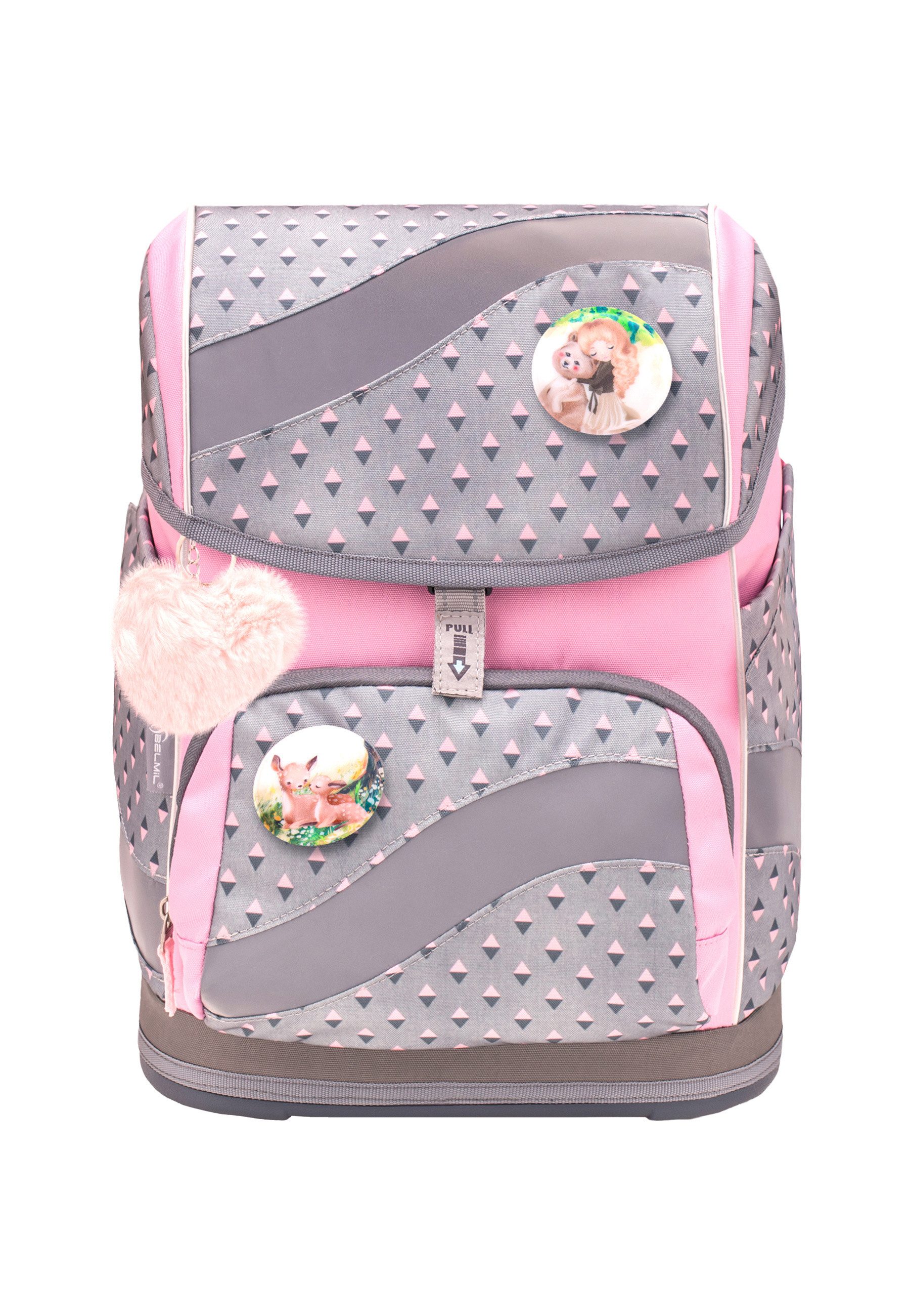 Belmil Schulranzen Smarty,Brust-&Hüftgurt,Magnetverschluss,Patches