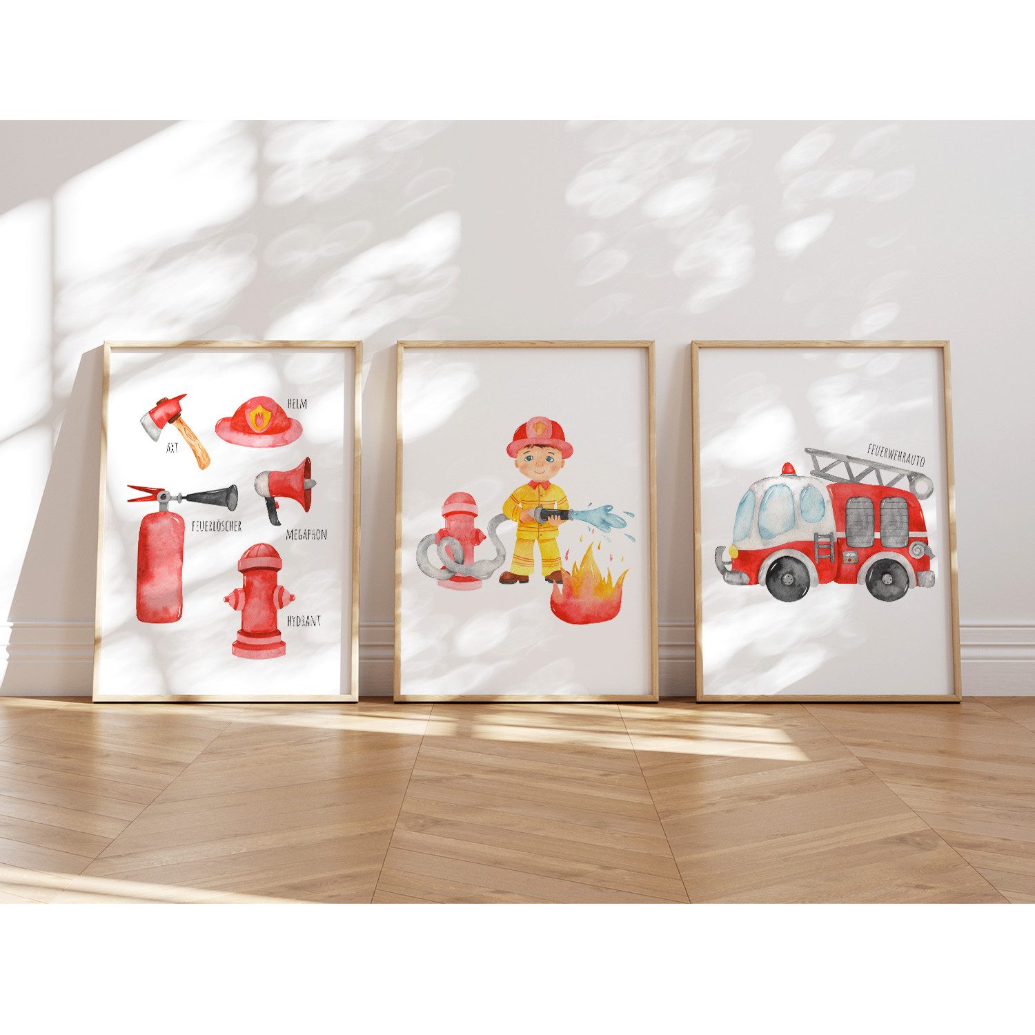 MeinBaby123® Poster Feuerwehr, Bilder Kinderzimmer Deko Jungs, Feuerwehraut günstig online kaufen