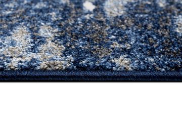 Designteppich Modern Teppich für Wohnzimmer - Abstrakt - Blau Marineblau, Mazovia, 80 x 150 cm, Abstrakt, Modern, Höhe 11 mm, Kurzflor - niedrige Florhöhe, Weich, Pflegeleicht