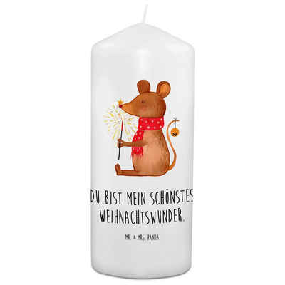 Mr. & Mrs. Panda Formkerze 19 x 8 cm Weihnachtsmaus - Weiß - Geschenk, Nikolaus, Winter, Kerze m (1-tlg)