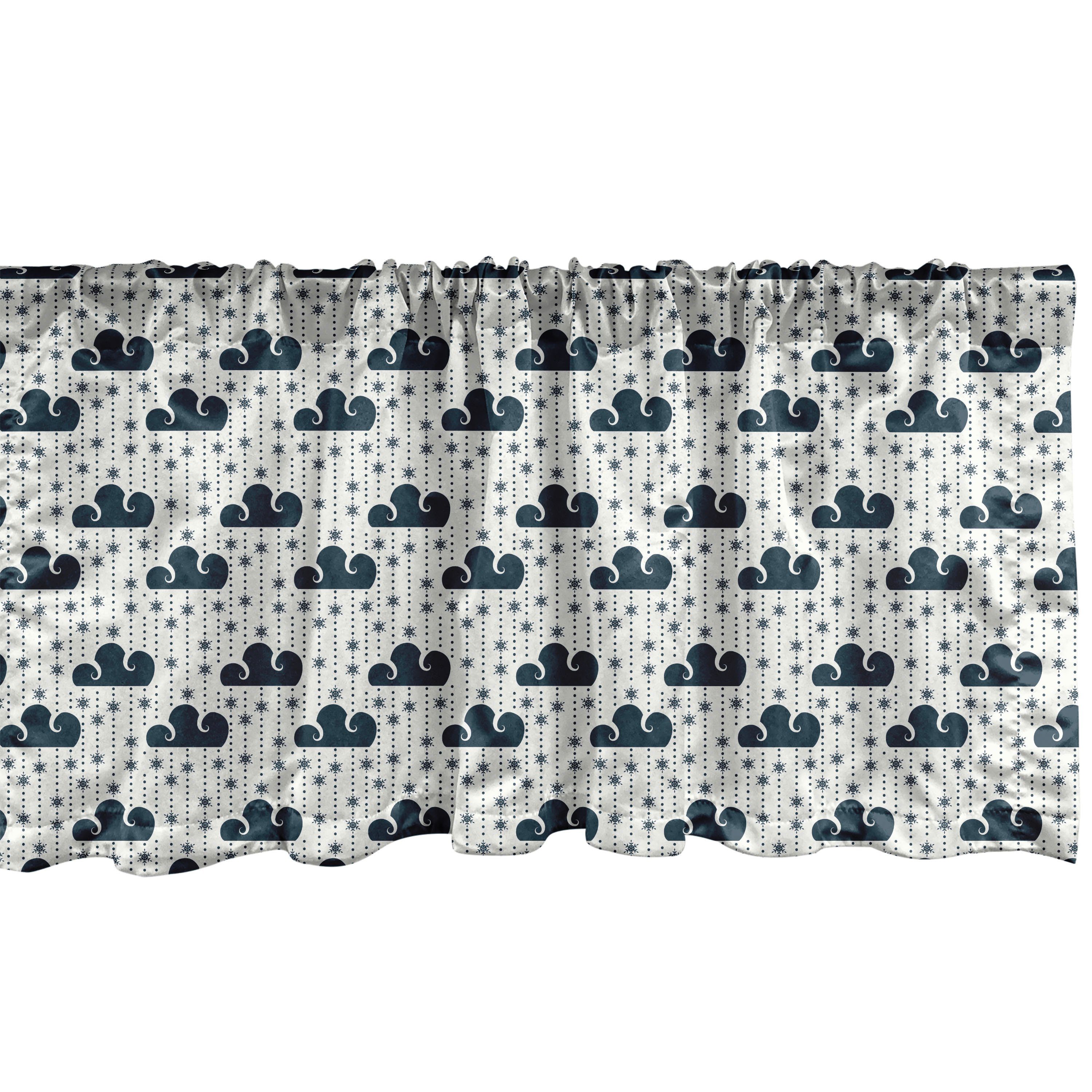 Scheibengardine Vorhang Volant für Küche Schlafzimmer Dekor mit Stangentasche, Abakuhaus, Microfaser, Wolke Cumulus Schneeflocken Grafik