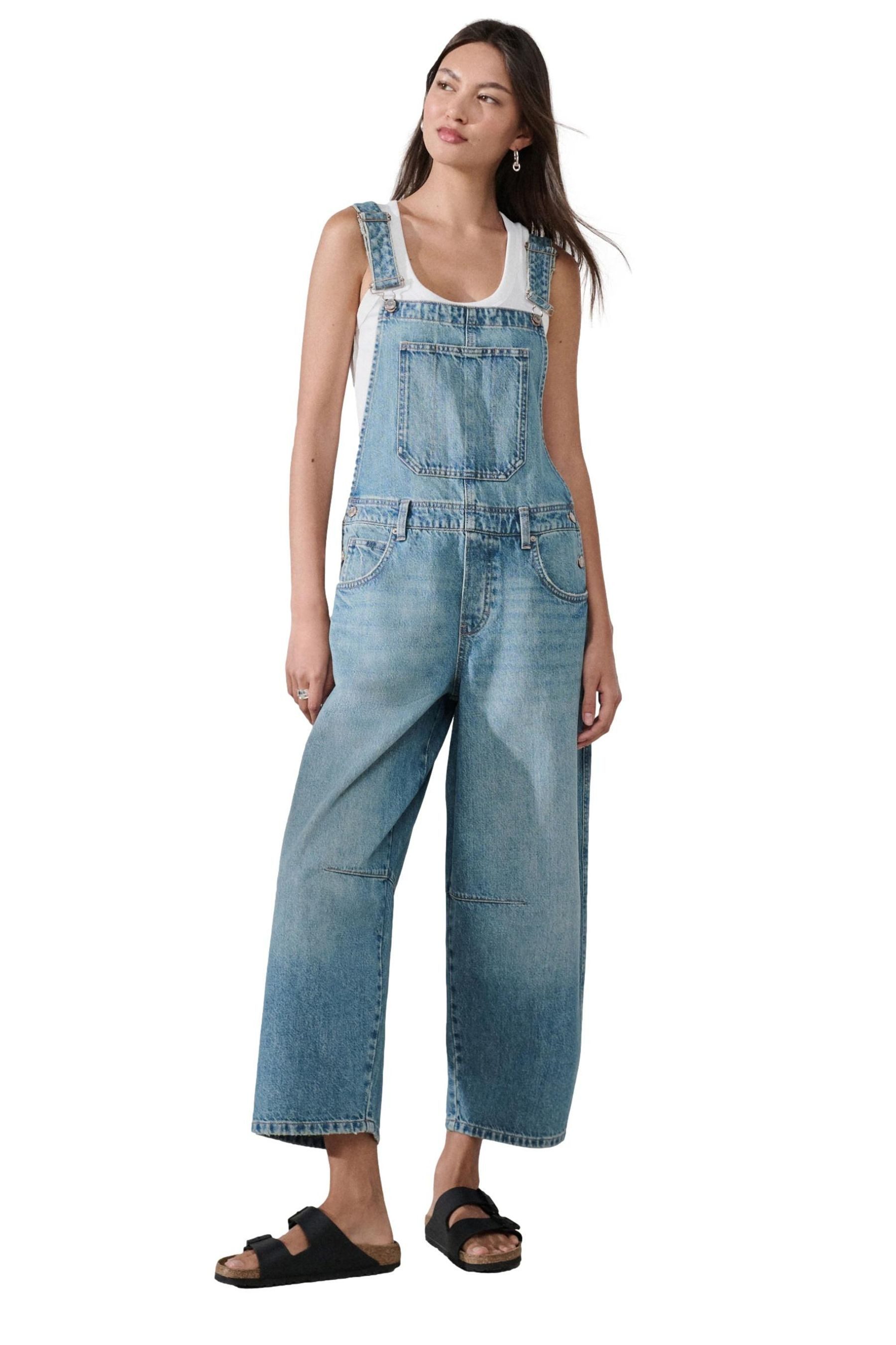 Next Latzjeans Latz-Jumpsuit aus Denim mit Barrel-Bein (1-tlg)