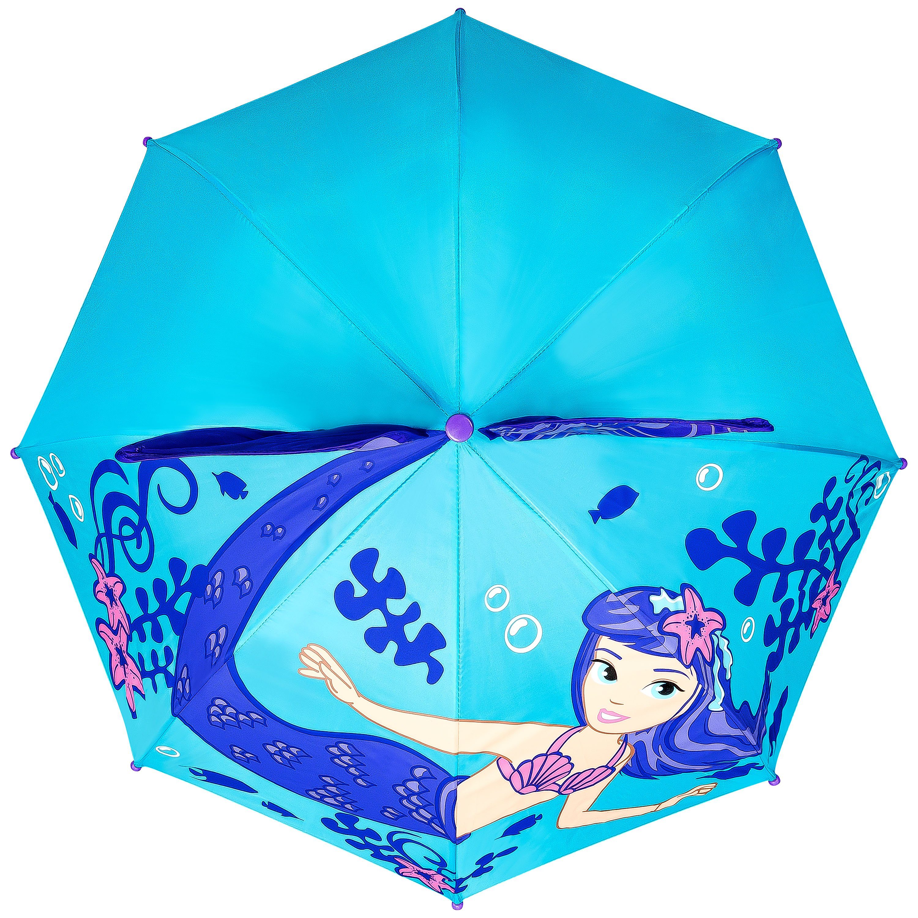 von Lilienfeld Stockregenschirm VON LILIENFELD 3D bis Mädchen Kinderregenschirm Kinderschirm Junge ca. Regenschirm Meerjungfrau Kids Jahre, 8 Nixe