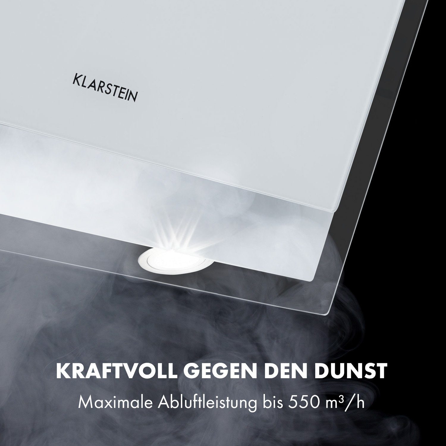 Klarstein Deckenhaube Mirage 60 Mirage 60, Dunstabzugshaube 550 m³/h Touch-Panel Ambient EEC A++ weiß