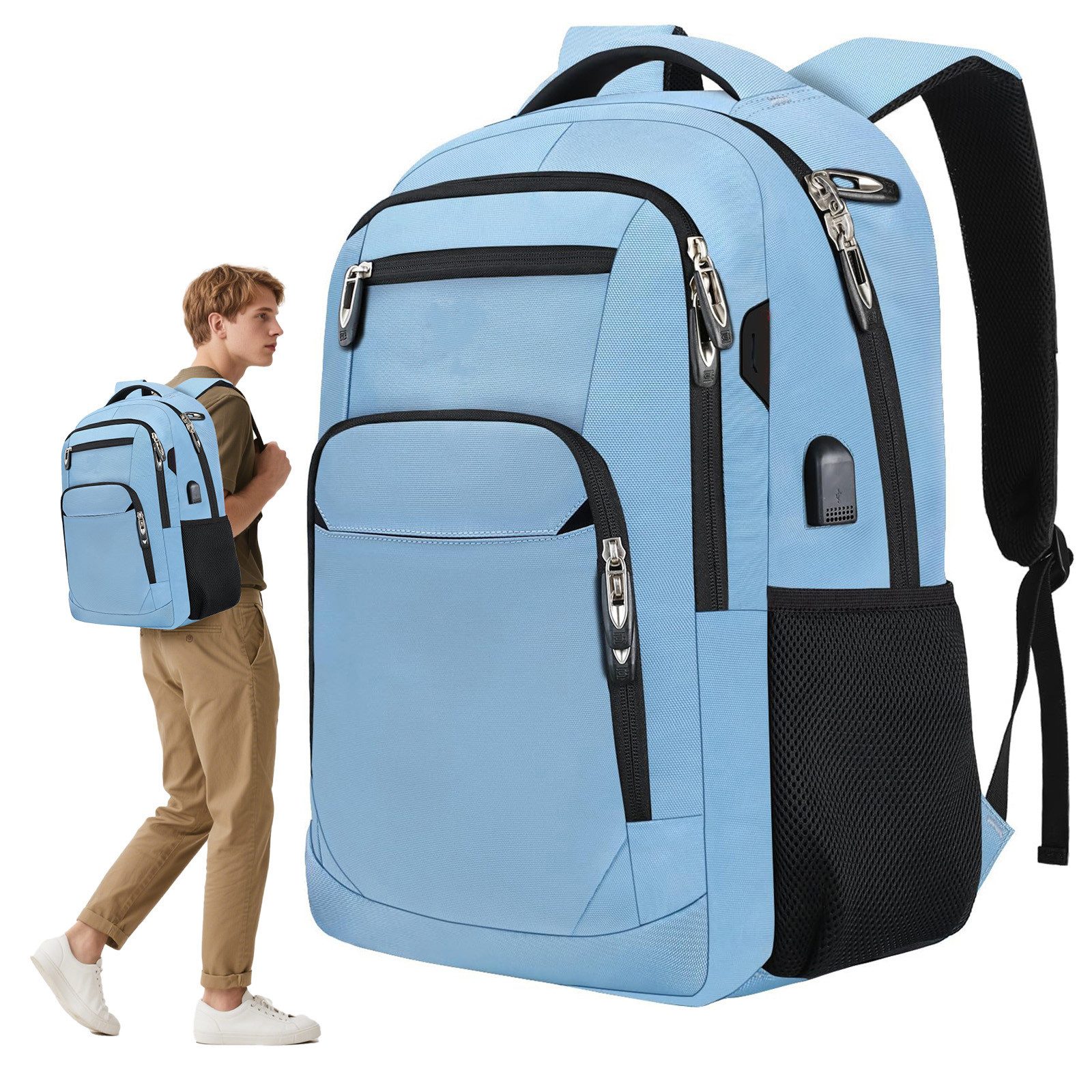 OKWISH Laptoprucksack Laptop Rucksäcke Schulrucksack Wasserbeständig Laptoptasche (Uni Tasche Businessrucksack Sportrucksack, Anti-Diebstahl, Backpack mit Laptopfach, mit USB-Anschluss), Herren Damen Jungen Teenager Arbeit Business Freizeit Reisen