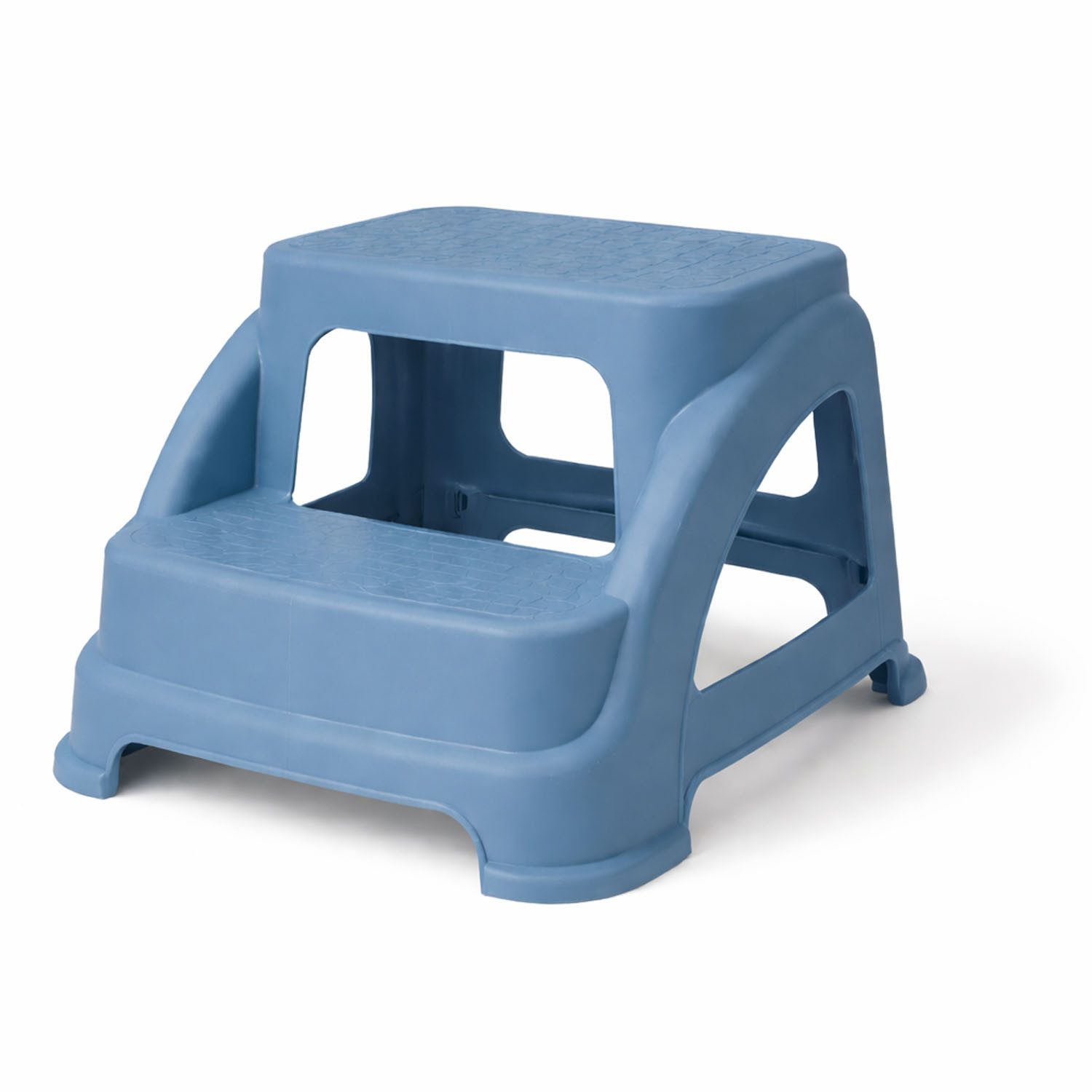 Mojawo Fußhocker Zweistufiger Tritthocker Trittstufe Hocker Kunststoff Blau rutschfest