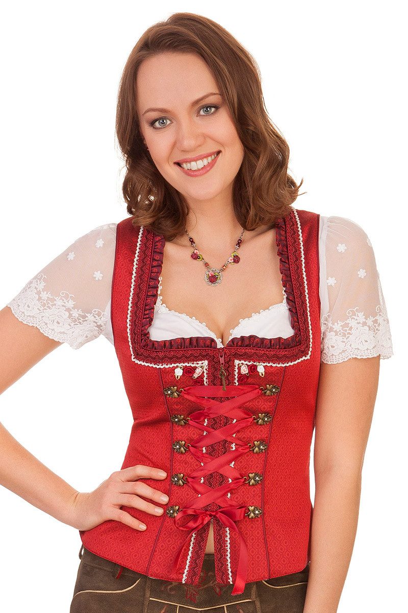 Krüger Madl Trachtenbluse Trachtenmieder - ROTER TRAUM - rot