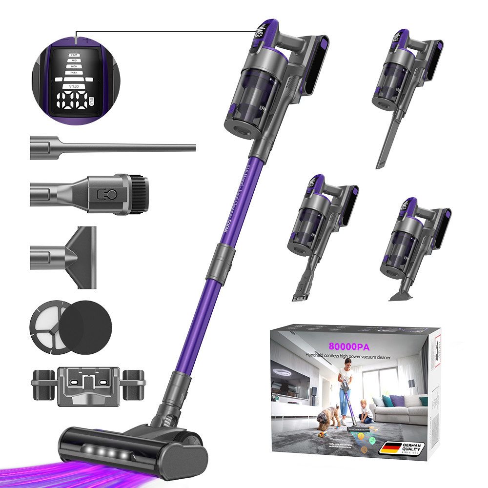 Redkey Hand-und Стальной пылесос 80000Pa 2025 Akku Пылесосы 100mins Akku-Hand-und Стальной пылесос, 700 W, Ultraleiser Пылесосы Kabellos SmartDisplay 5o% Recyclingkunststoff