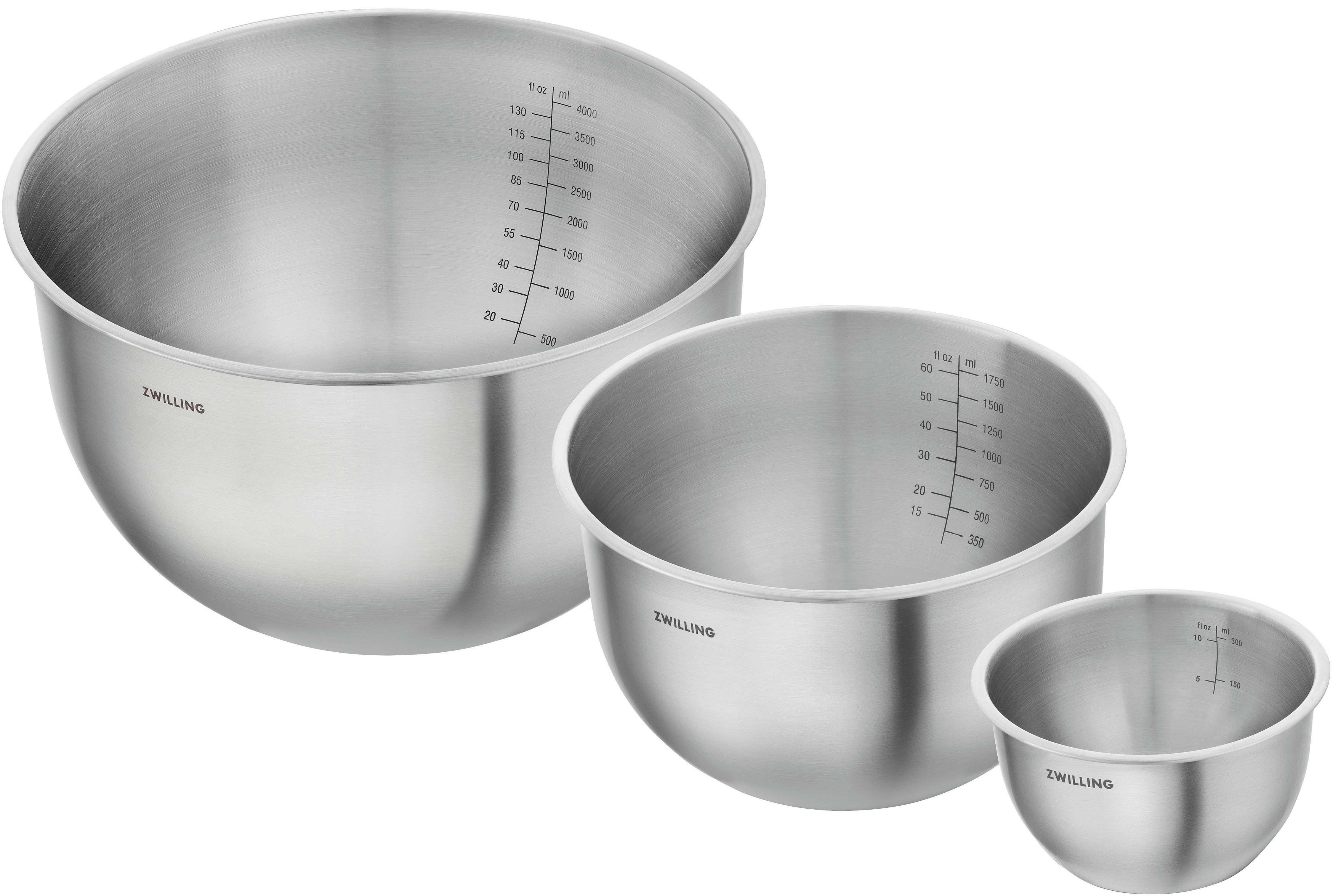 Zwilling Schüssel Fresh &Save BOWLS, Edelstahl, (Set, 3-tlg), Schüssel-Set aus Edelstahl, stapelbar, 3-tlg, S/M/L