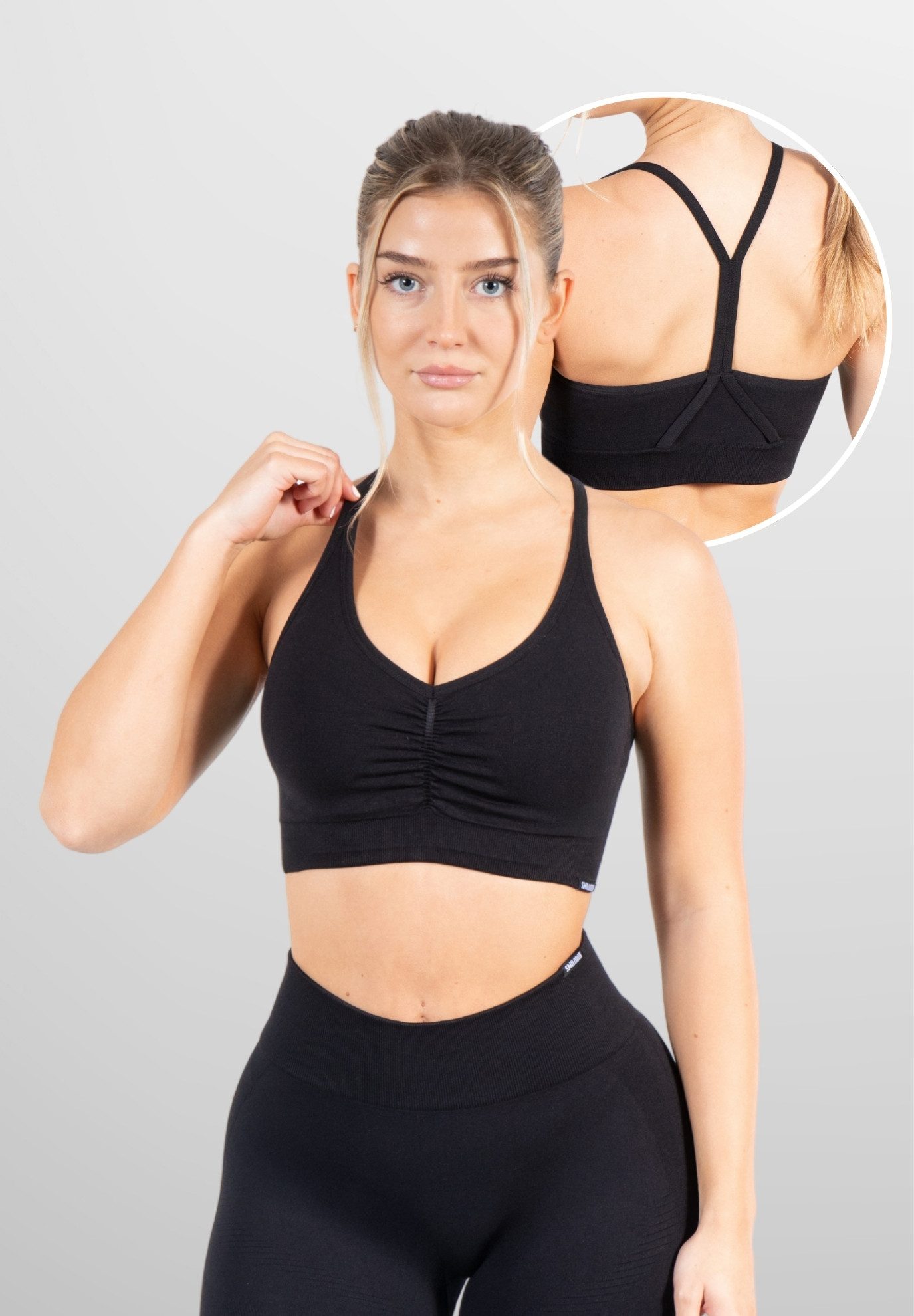 Smilodox Sport-BH Solid Scrunch, Ohne Bügel, Shaped Fit Yoga Bra, V-Ausschn günstig online kaufen