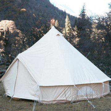 Insma Tipi-Zelt 300cm/400cm, 4-8 Personen Campingzelt Canvas wasserdicht mit Moskitonetz