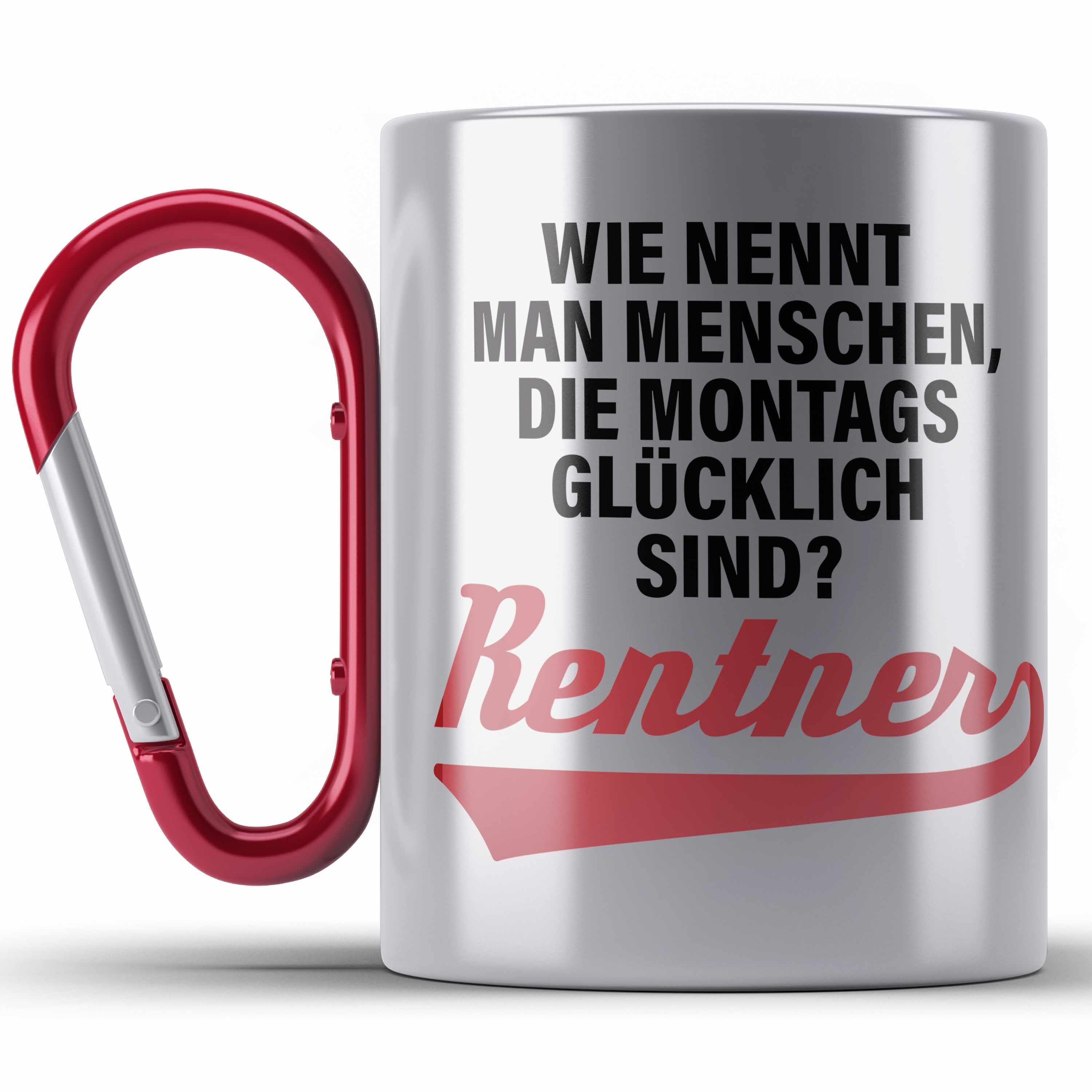 Trendation Thermotasse - Renter Edelstahl Tasse Ruhestand Geschenk Rente Mann Frau Lustig Re Rot