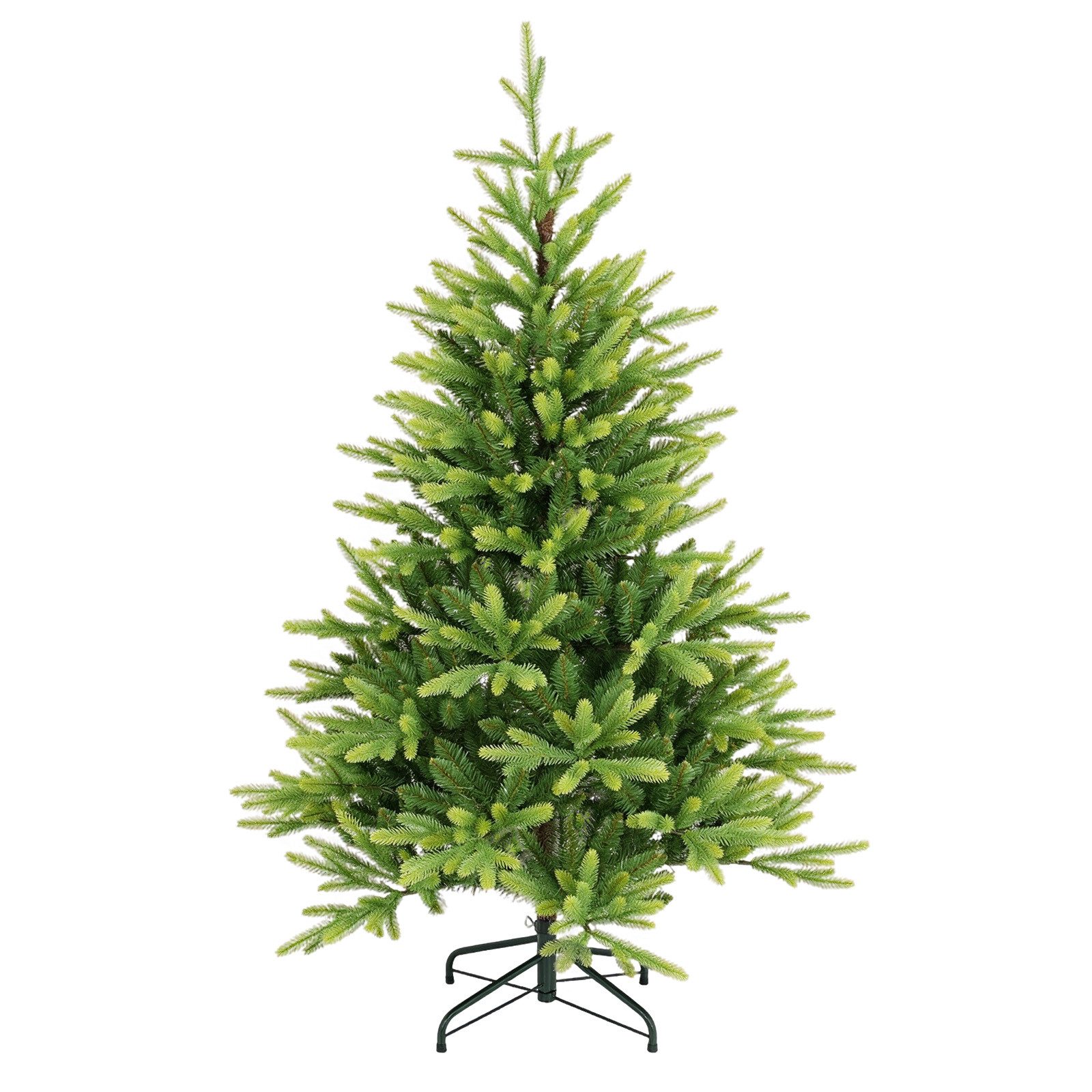 Salcar Künstlicher Weihnachtsbaum Tannenbaum Künstlich mit natürlicher Wuchsform-hellgrünen Zweigspitzen, Fichte, 120 cm Christbaum mit 465 PE-Zweigen und 217 PVC-Zweigen
