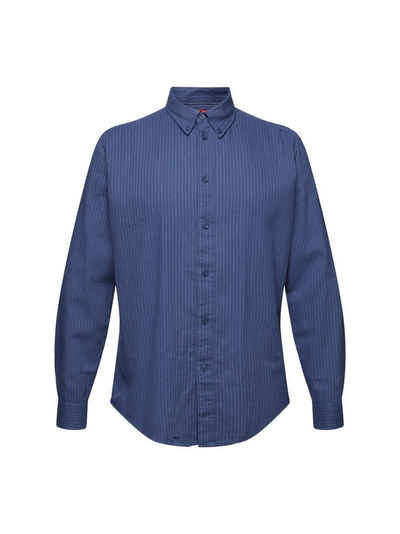 Esprit Langarmhemd Baumwollflanell-Hemd mit Nadelstreifen