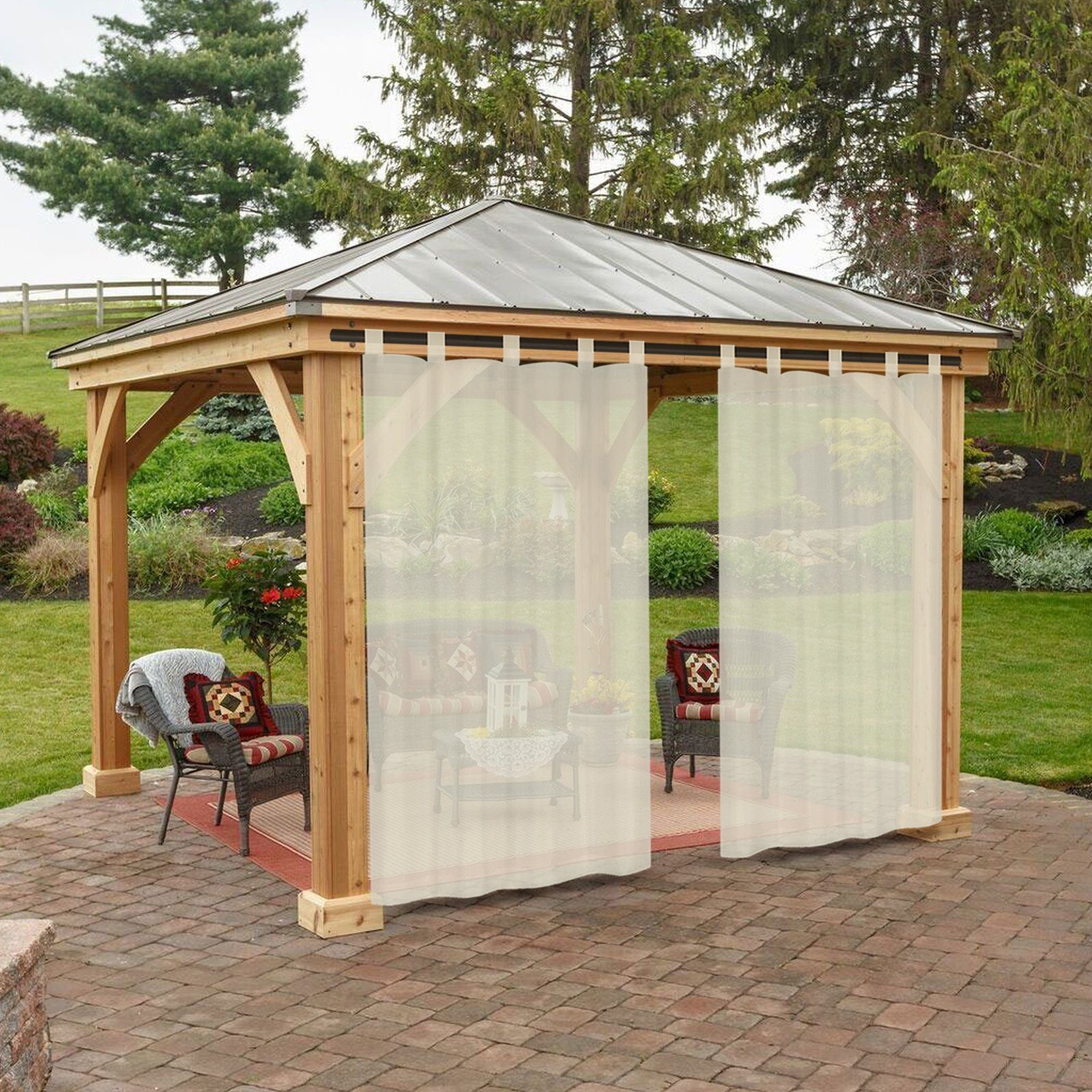 BTTO V&G Outdoorvorhang Wasserdichter Gardinen,Transparenter Balkon Vorhang mit Magic Tape (1 St), Terrassenvorhang