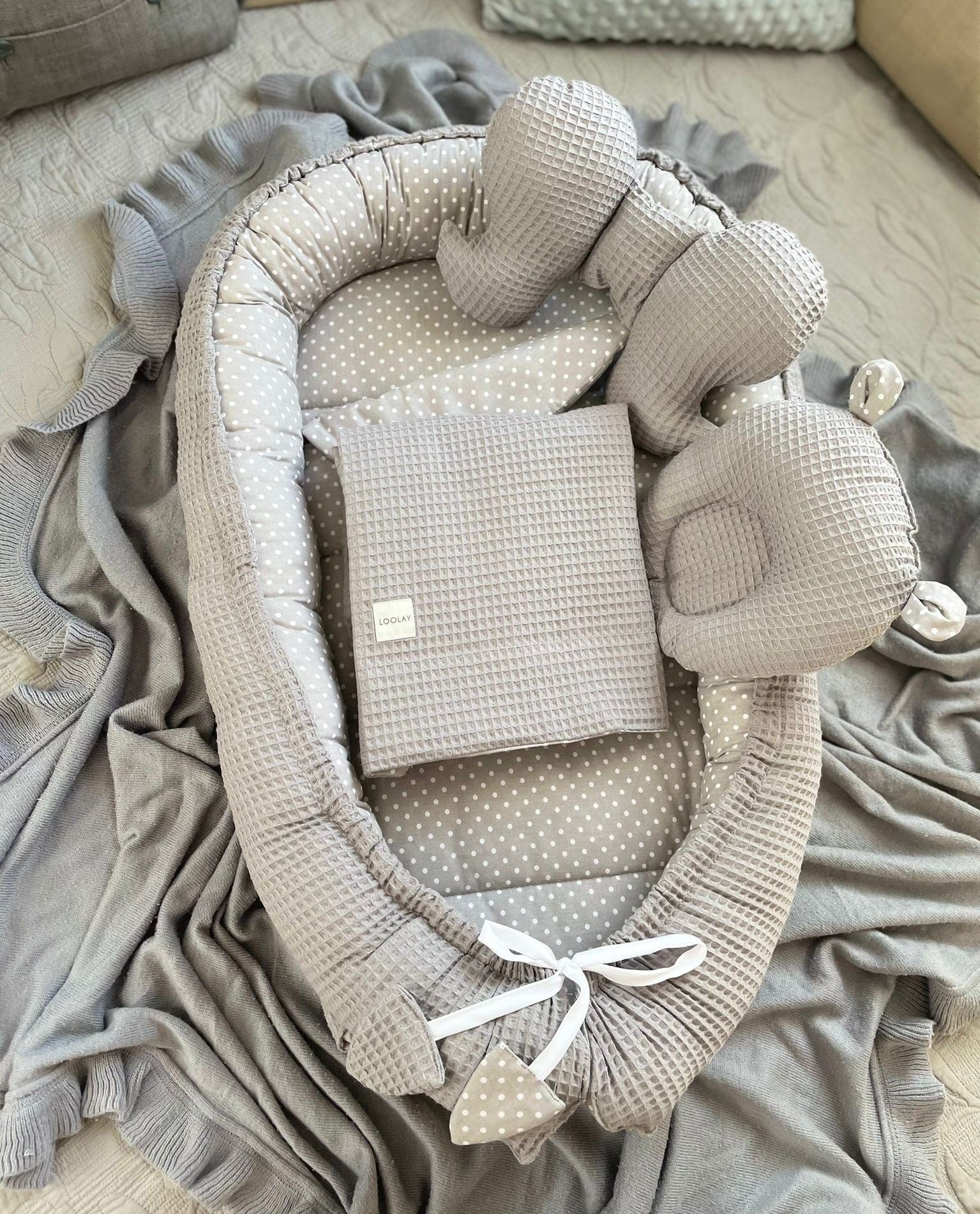 Loolay Bettnestchen WAFFELPIQUE Baumwolle BABYNEST Babykokon Neugeborene Ba günstig online kaufen