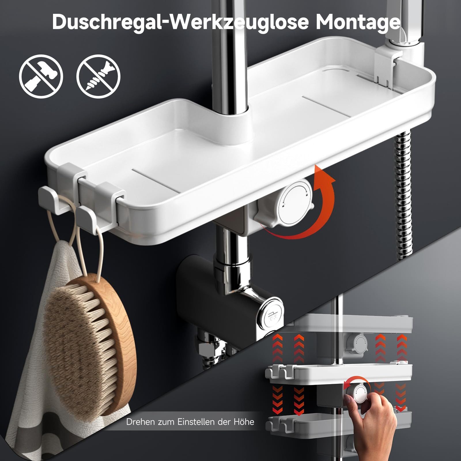 Rainsworth Duschsystem mit Armatur, mit Ablage, 25 X 25 cm Rund Regendusche günstig online kaufen