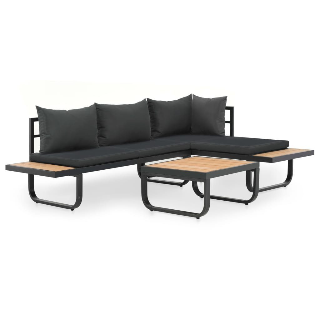 Merax Gartenlounge-Set Holguín, (2-tlg), Gartenmöbel-Set aus Aluminium und Holz, für 4 Personen, Lounge Gruppe mit Tisch, Balkonmöbel Set