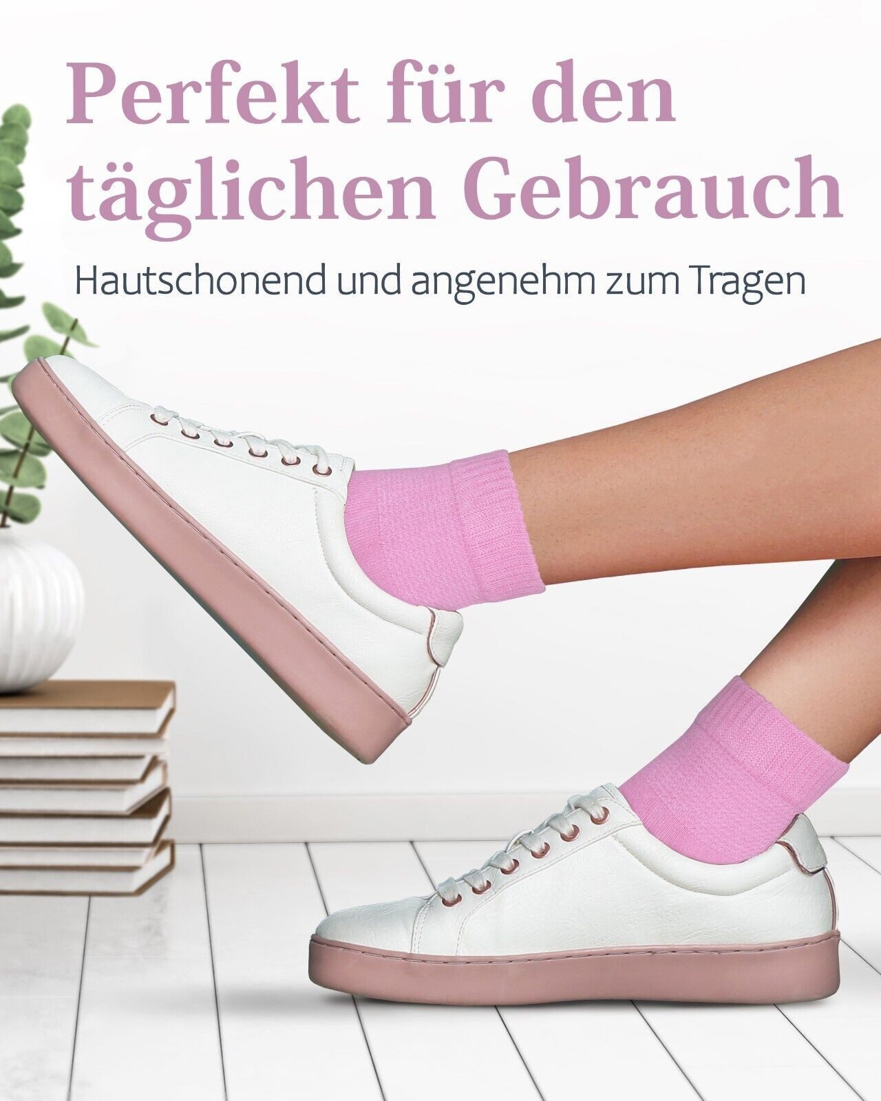 Fiera Besa Diabetikersocken Diabetiker Socken Damen mit Lycra, 4 Paar, Knöchelhoch
