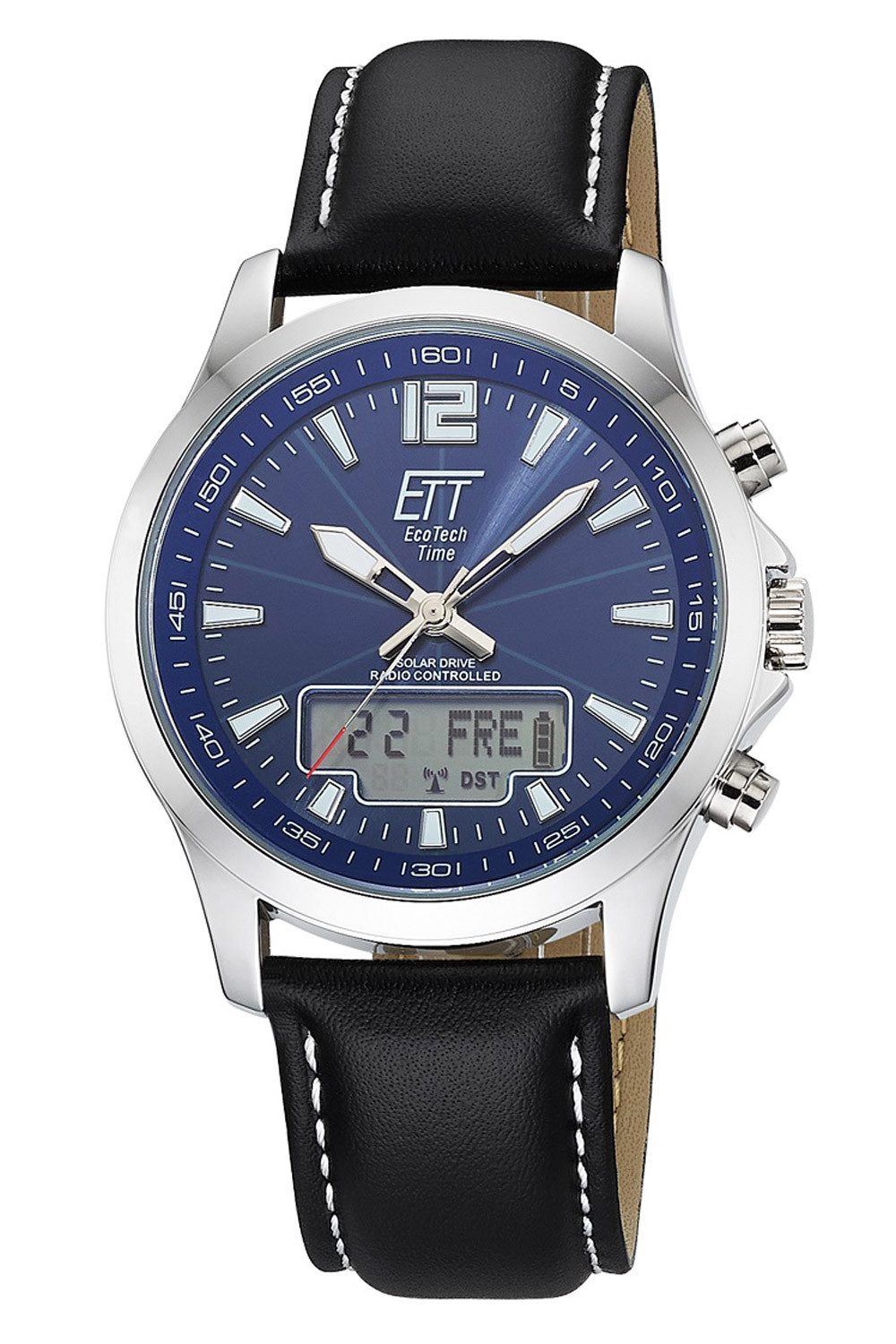 ETT Solaruhr Herrenuhr Professional Worldtimer Lederband