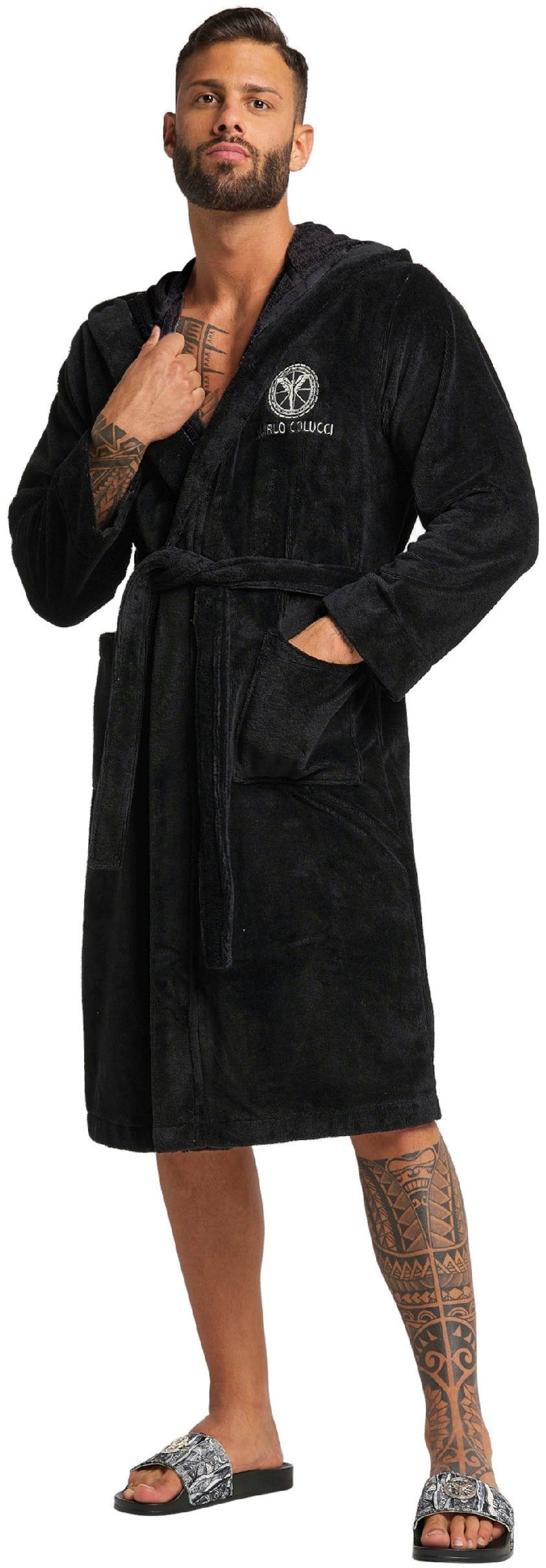 CARLO COLUCCI Bademantel Kapuzen-Bademantel für Herren günstig online kaufen