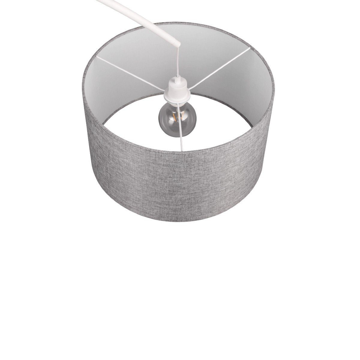 Bogenlampe Ausladung Taupe, Stoffschirm 2 Grau/Weiß Leuchtmittel, Grau Mansur, ohne oder Leuchten TRIO Metern, große von E27 in