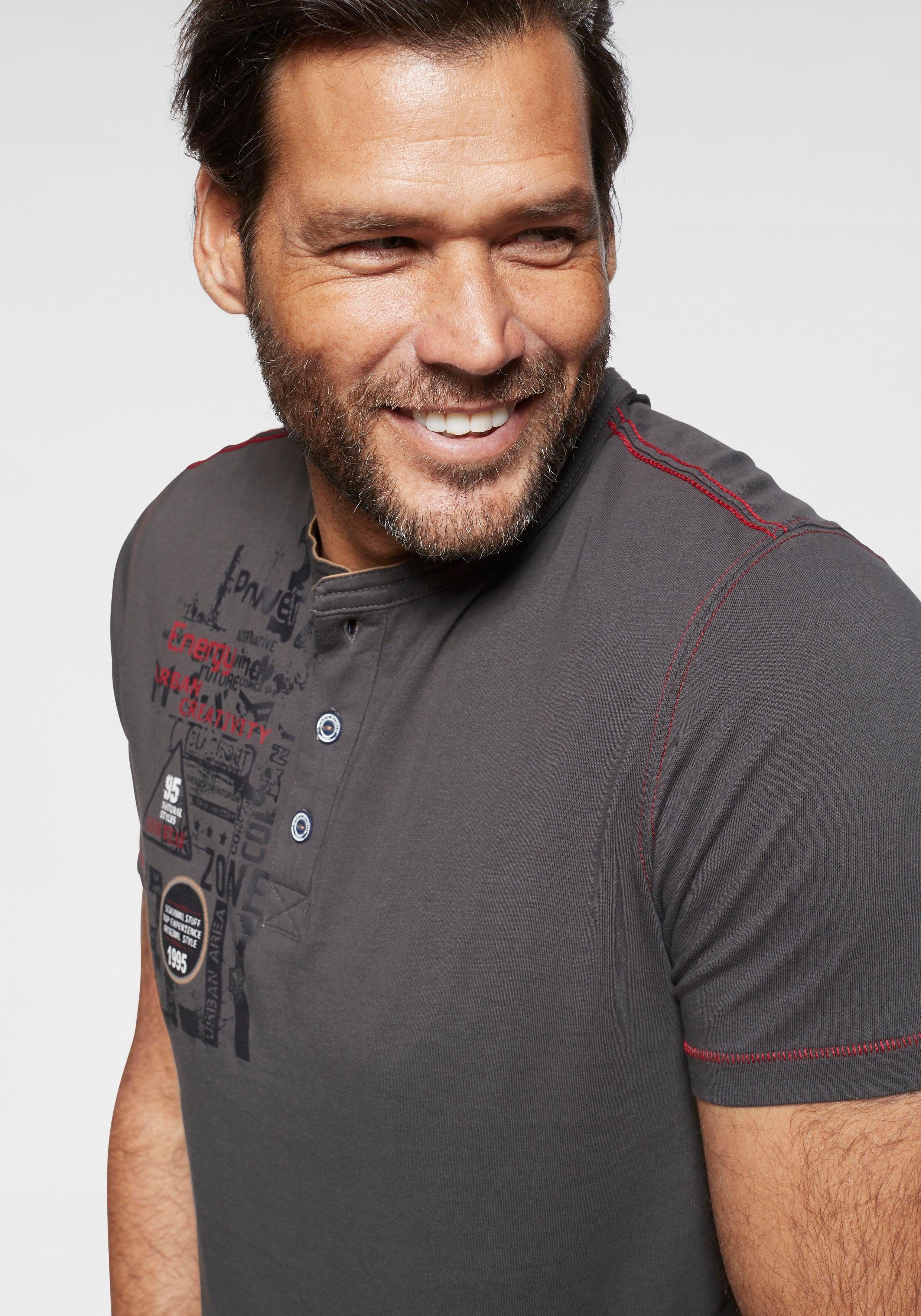 Man's World Henleyshirt Kurzarm, lässige Passform, bedruckt, Rundhals, casual