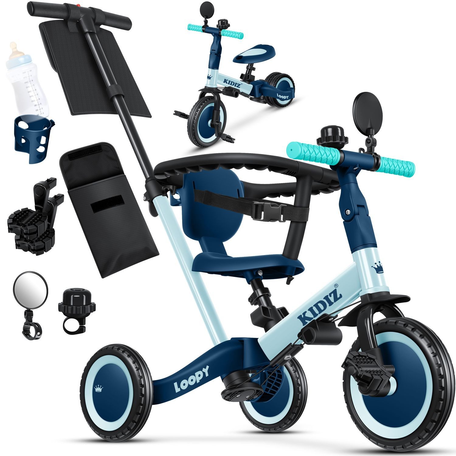 KIDIZ Laufrad, 6in1 Dreirad Loopy Laufräder Lauffahrrad Kinderdreirad