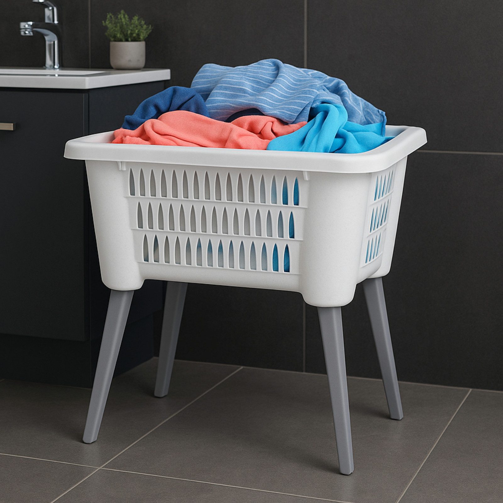 Koopman Wäschekorb Wäschekorb 38 L Weiß Klappbar 60x40x58 cm (1 St), Weiß, günstig online kaufen