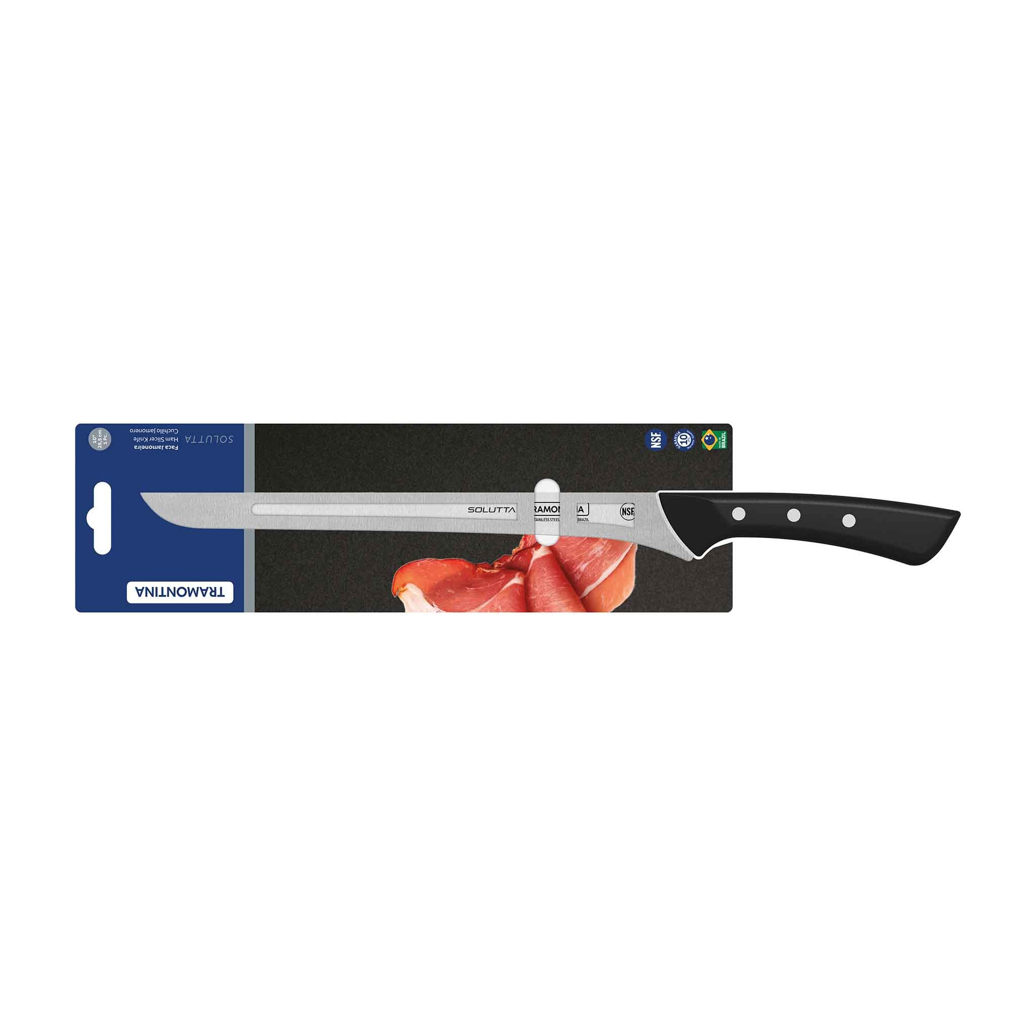 Tramontina Schinkenmesser SOLUTTA Lachsmesser - rostfrei, Edelstahl, Klinge 25,5 cm, ergonomisch, rostfrei, spülmaschinenfest