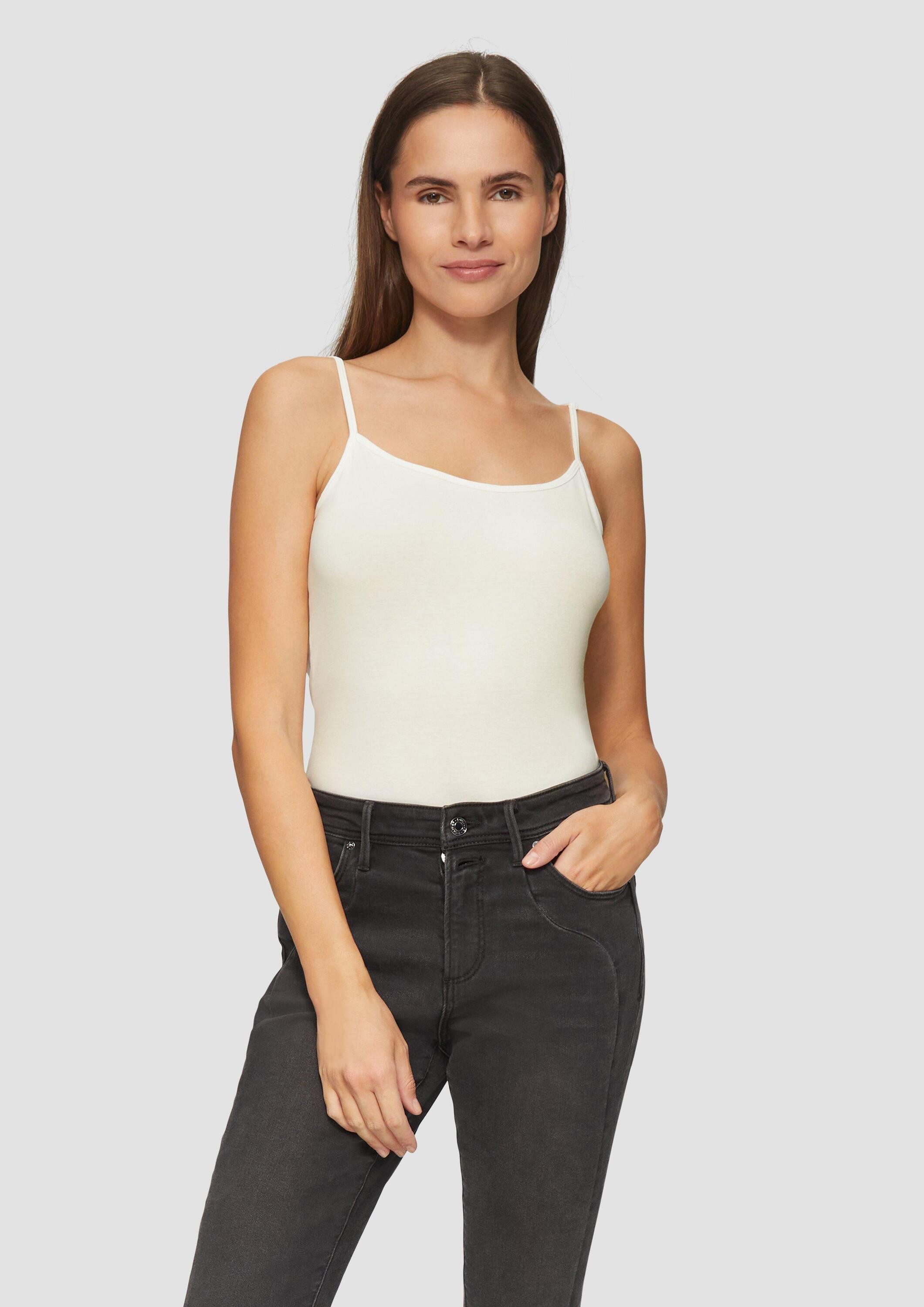 s.Oliver Muscleshirt T-Shirt Spaghettiträger-Top aus Baumwollstretch im Slim Fit