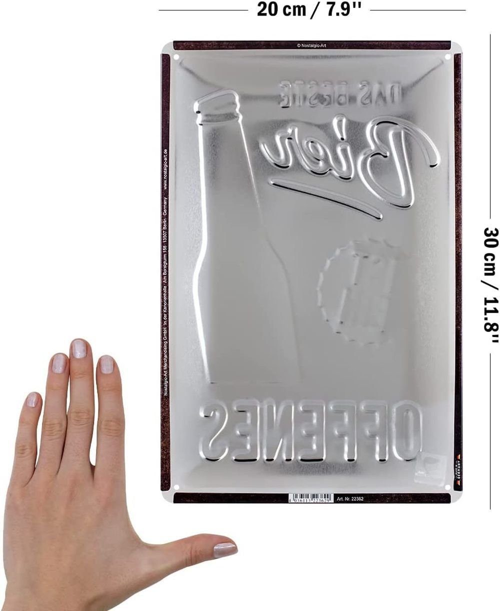 Nostalgic-Art Metallschild Blechschild Metallschild 30 x 40 cm -Das beste Bier ist ein offenes