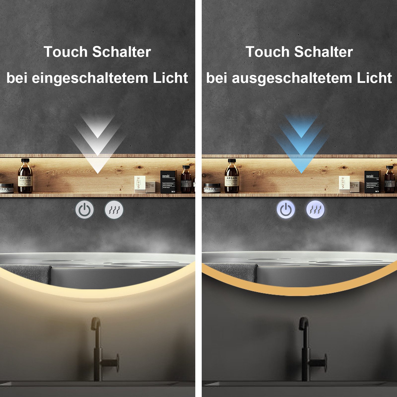 Apejoy Badspiegel 80cm Runder LED Wandspiegel günstig online kaufen