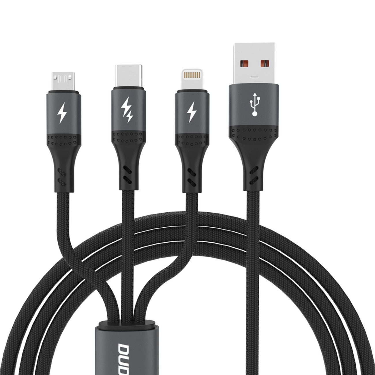 Dudao L3E USB-Kabel, MicroUSB, USB-C, kompatibel mit iPhone (120 cm), 3-in-1 Kabel mit USB-C, MicroUSB & kompatibel mit iPhone 60W