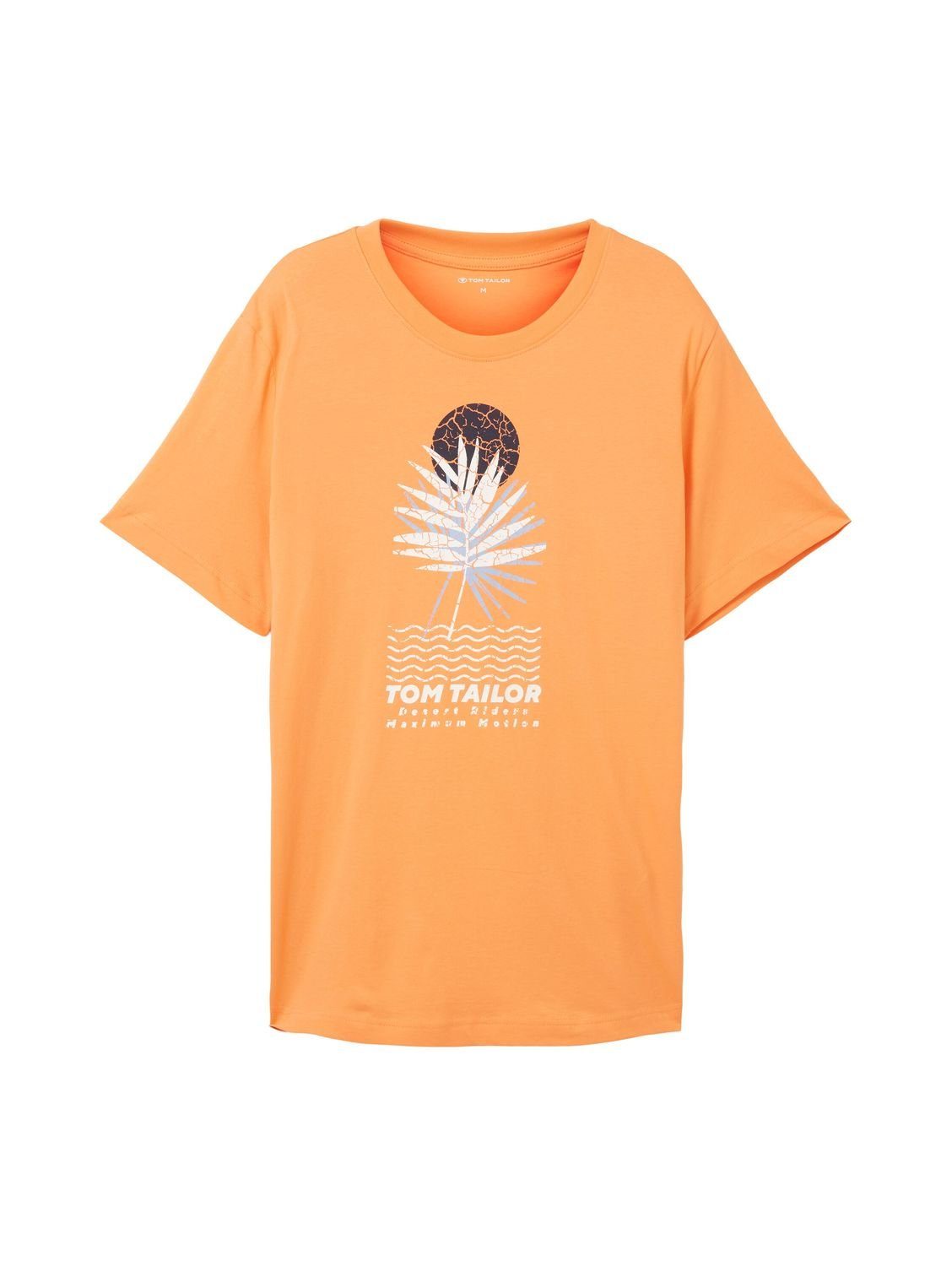 TOM TAILOR T-Shirt PRINTED (1-tlg) aus Baumwolle Fruity Melon Orange 22195