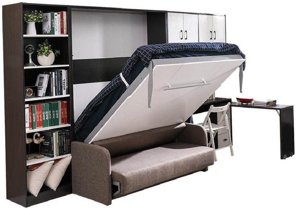 Xlmoebel Schrankbett Schlafsofa mit klappbarem Bett und integrierten Regalen (Transformerbett Kleiderschrank) Hergestellt in Europa
