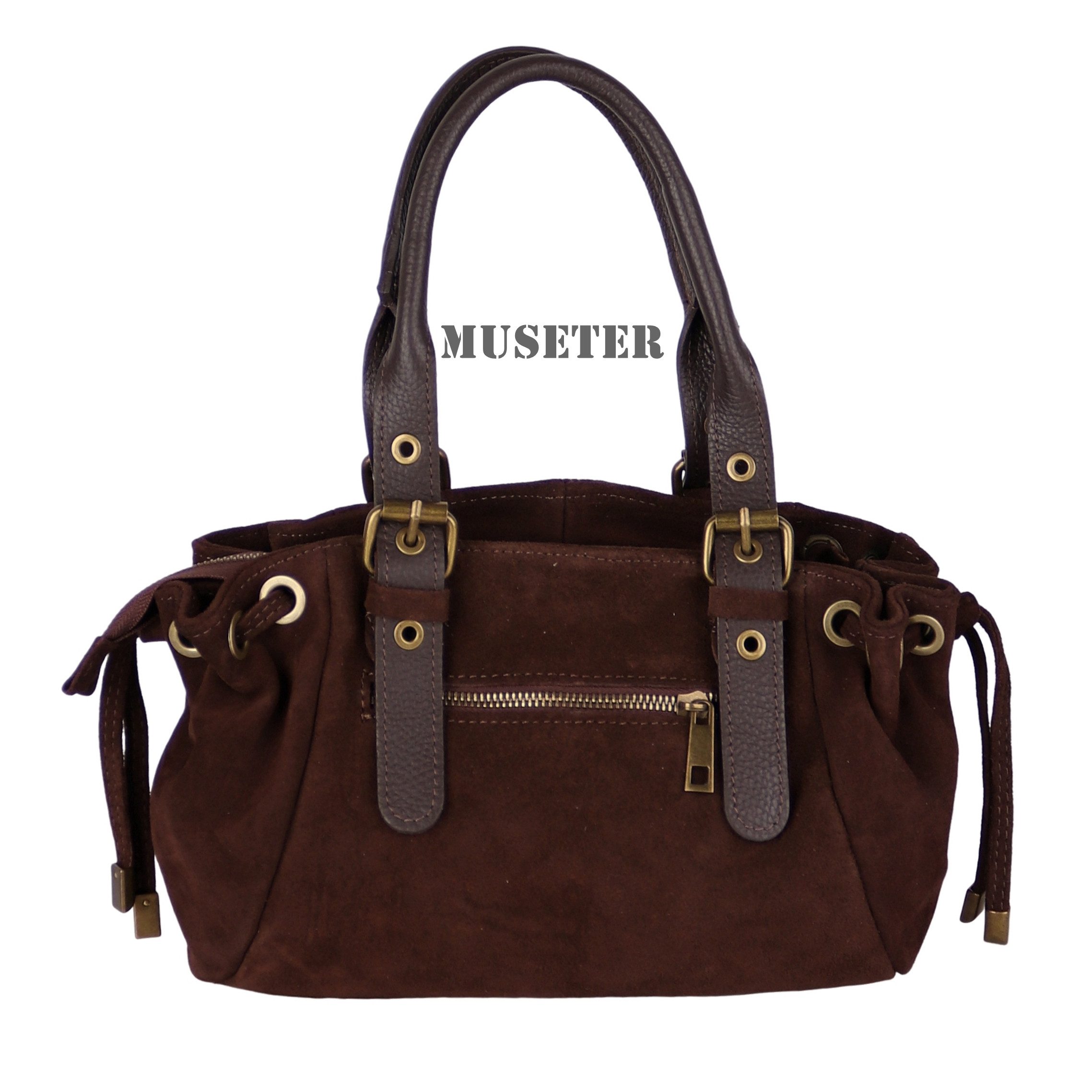 MIRROSI Umhängetasche Damen Wildleder Handtasche – Made in Italy, ca.28 x 18 x 11 cm, Schultertasche Umhängetasche mit langem Riemen – Bild 4 von 5
