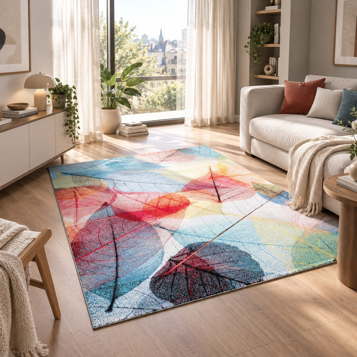 Pergamon Designteppich Designer Teppich Faro Tropical Blätter, Rechteckig, Höhe: 11 mm