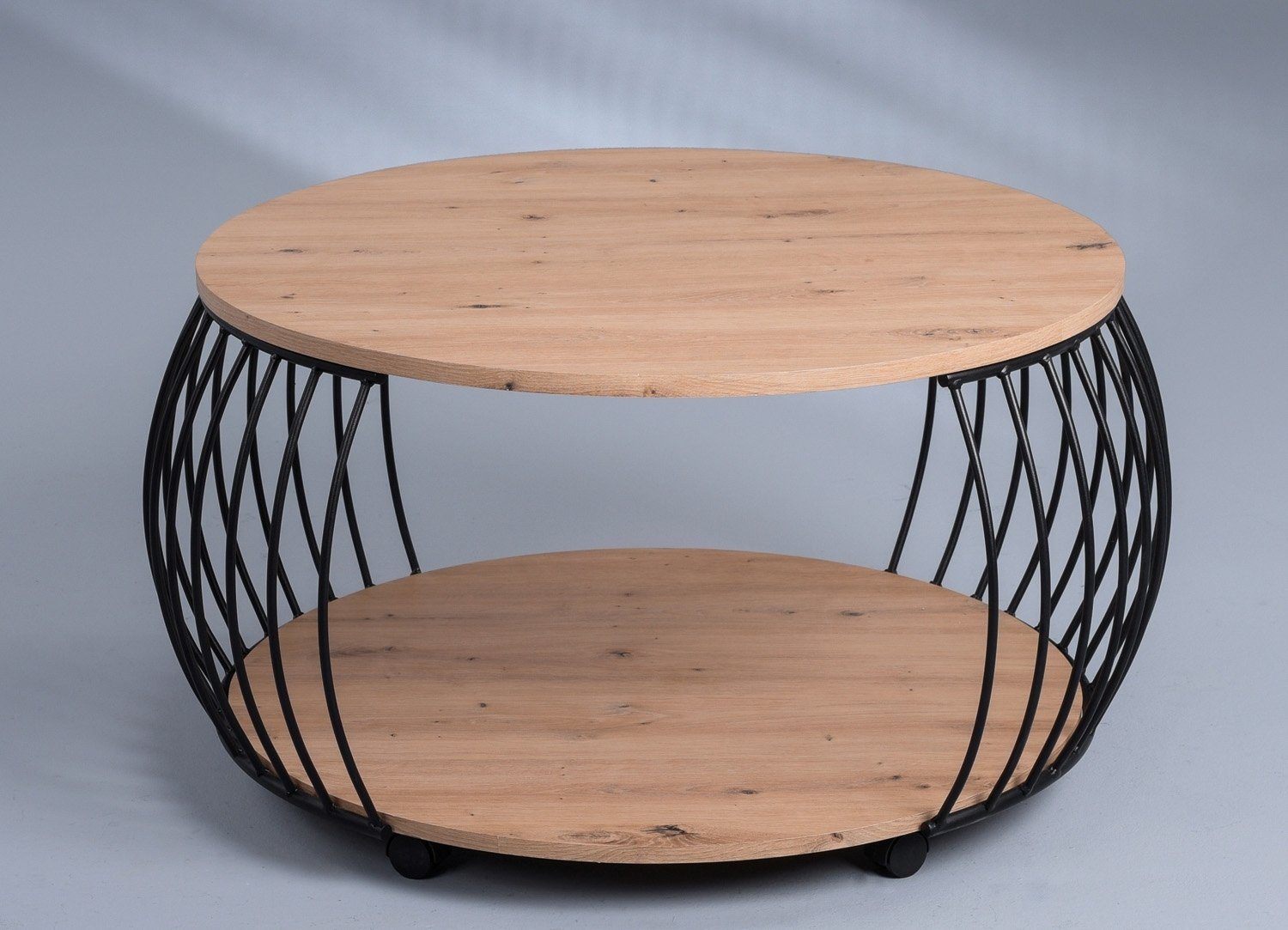 M2 Kollektion Couchtisch PEKING, Ø 80 cm, mit Rollen, mit Ablage, Artisan E günstig online kaufen